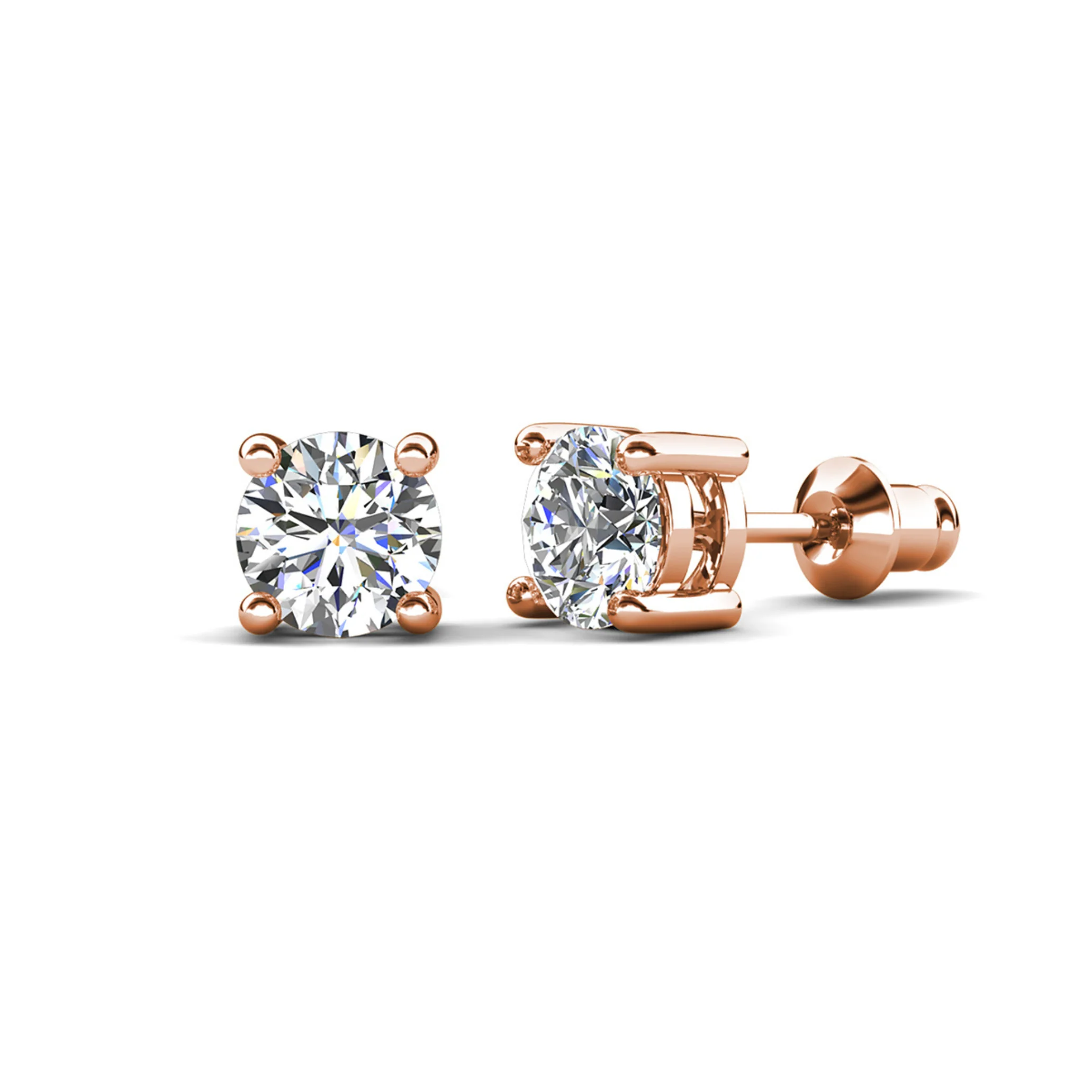 Mia 18k White Gold Plated Sterling Silver Stud Earrings with Simulated Diamond Crystals - Image 24