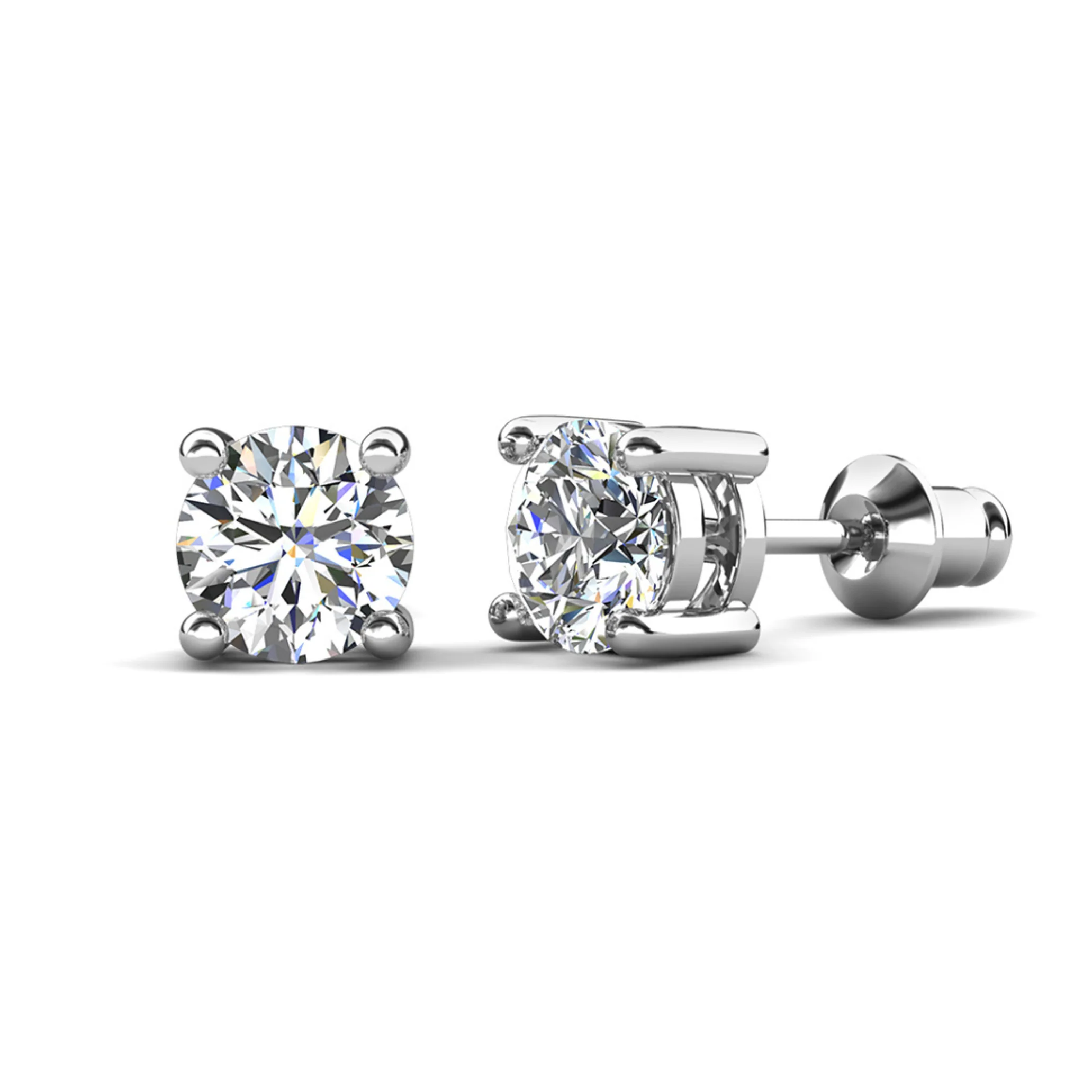 Mia 18k White Gold Plated Sterling Silver Stud Earrings with Simulated Diamond Crystals - Image 26