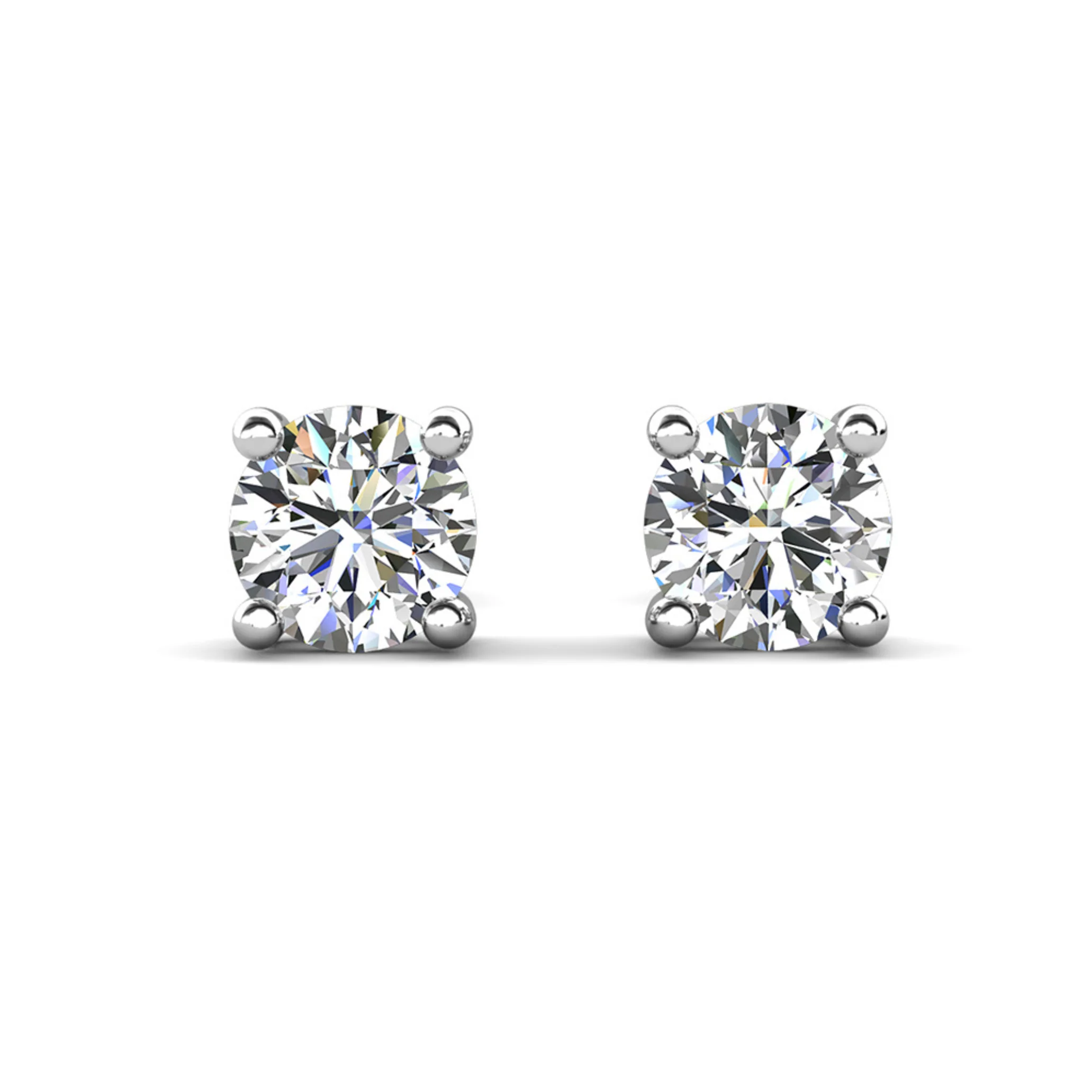 Mia 18k White Gold Plated Sterling Silver Stud Earrings with Simulated Diamond Crystals - Image 27
