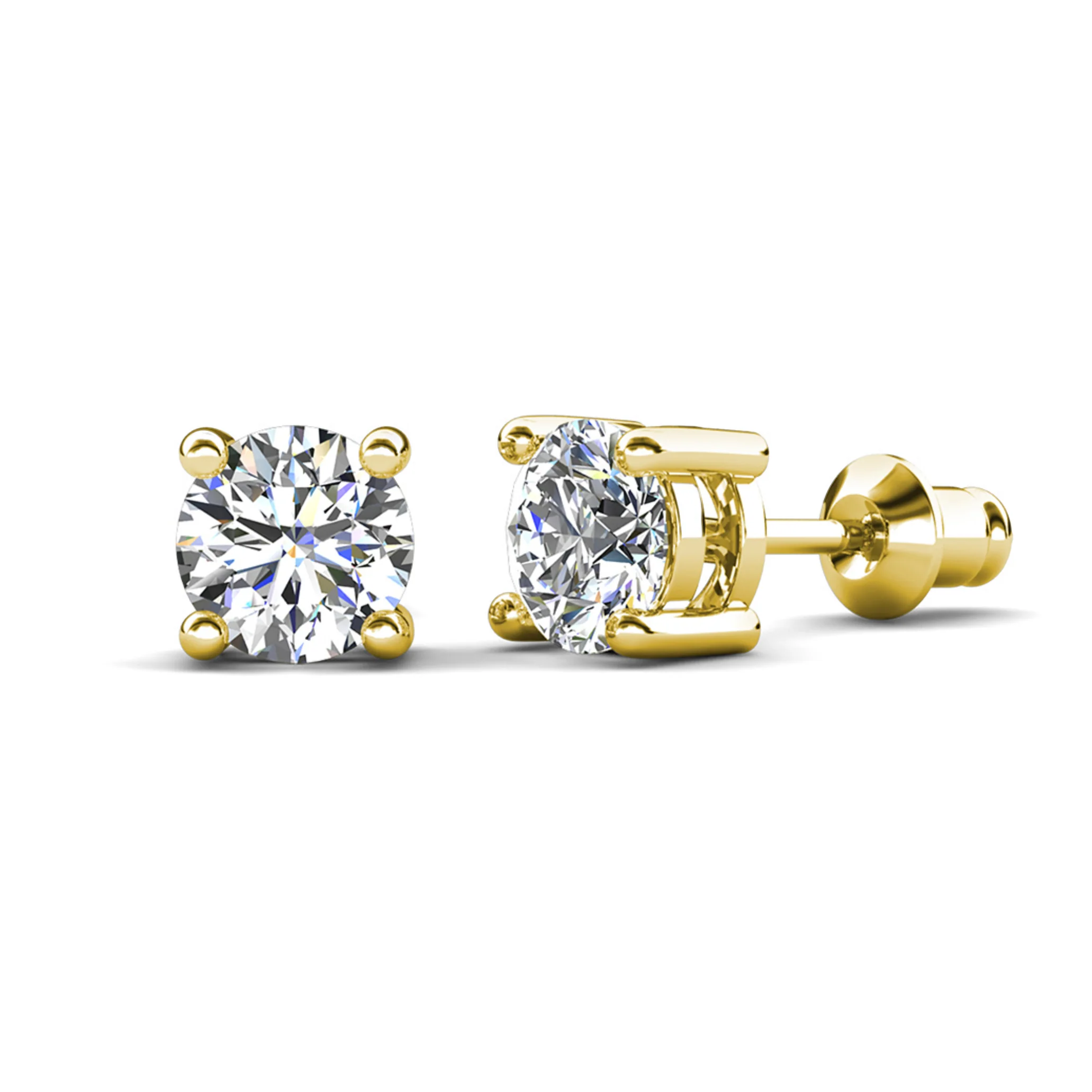 Mia 18k White Gold Plated Sterling Silver Stud Earrings with Simulated Diamond Crystals - Image 28