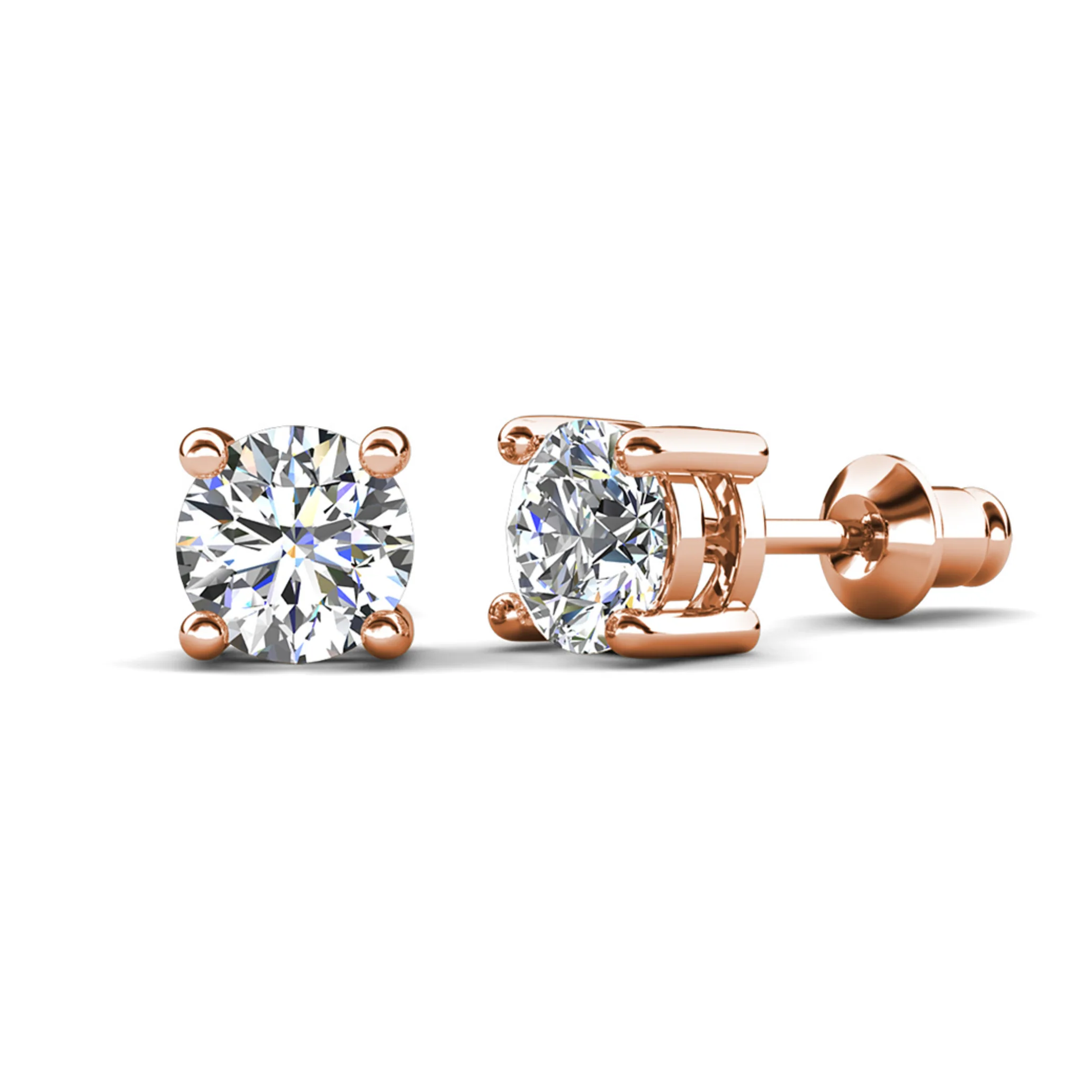 Mia 18k White Gold Plated Sterling Silver Stud Earrings with Simulated Diamond Crystals - Image 30