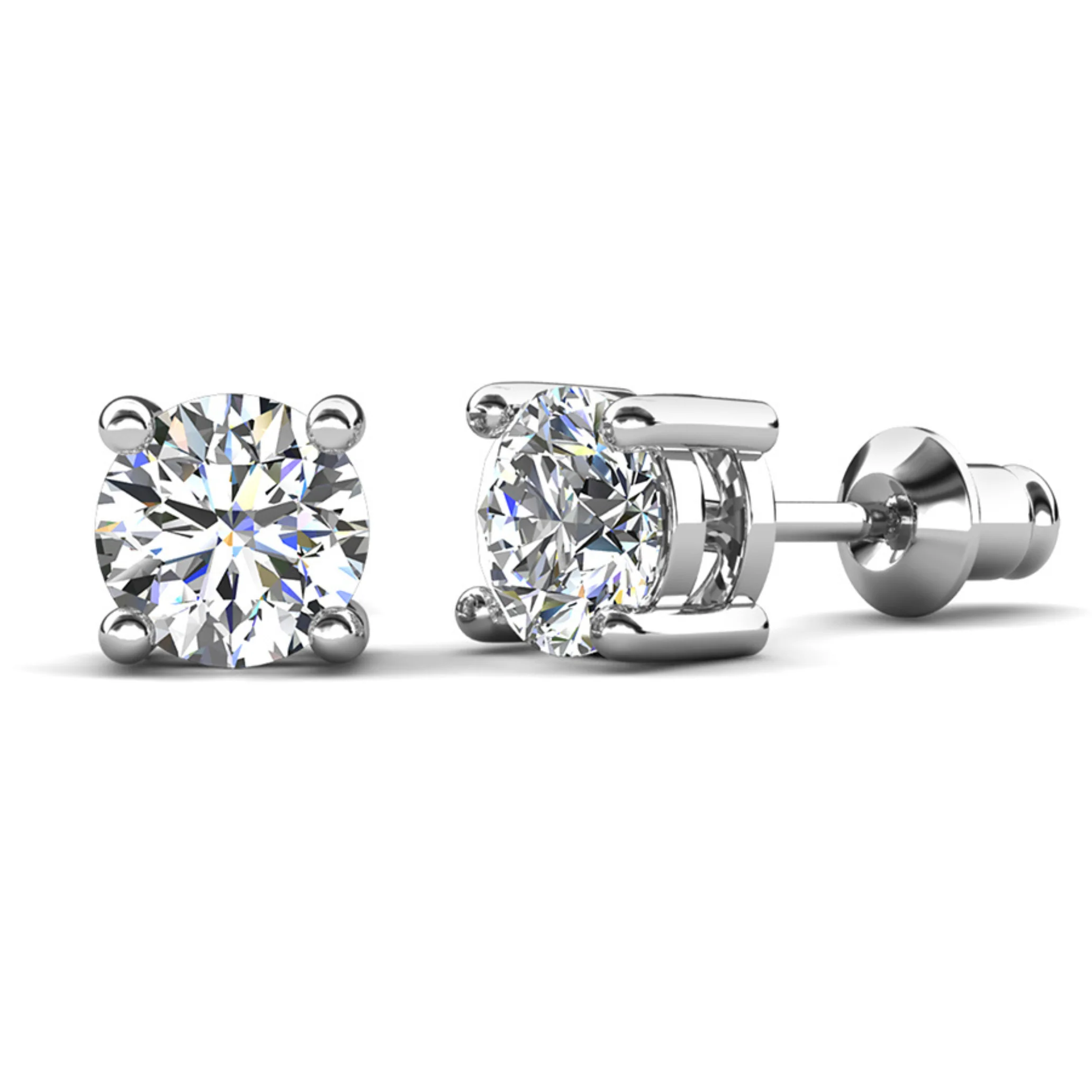 Mia 18k White Gold Plated Sterling Silver Stud Earrings with Simulated Diamond Crystals - Image 32