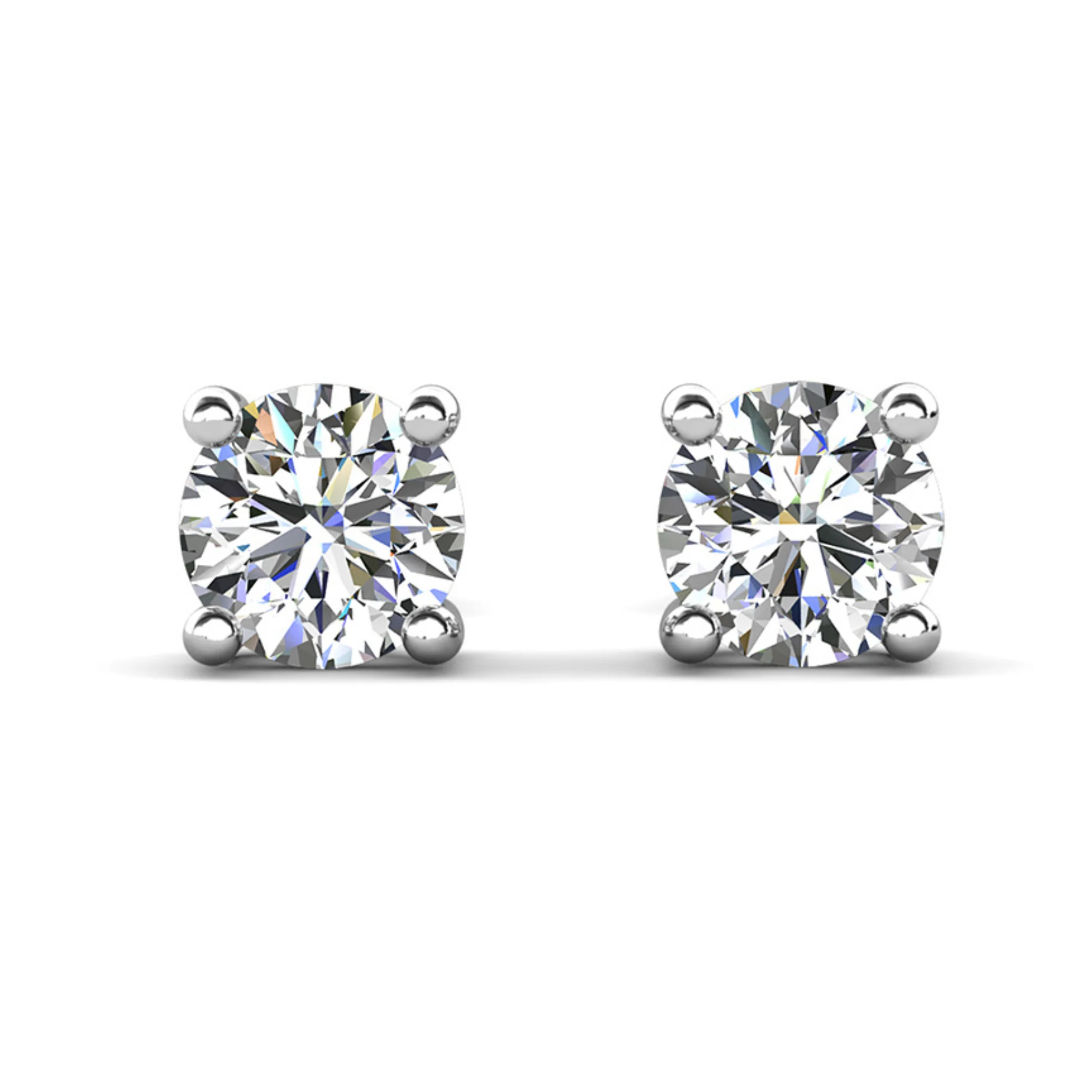 Mia 18k White Gold Plated Sterling Silver Stud Earrings with Simulated Diamond Crystals - Image 33