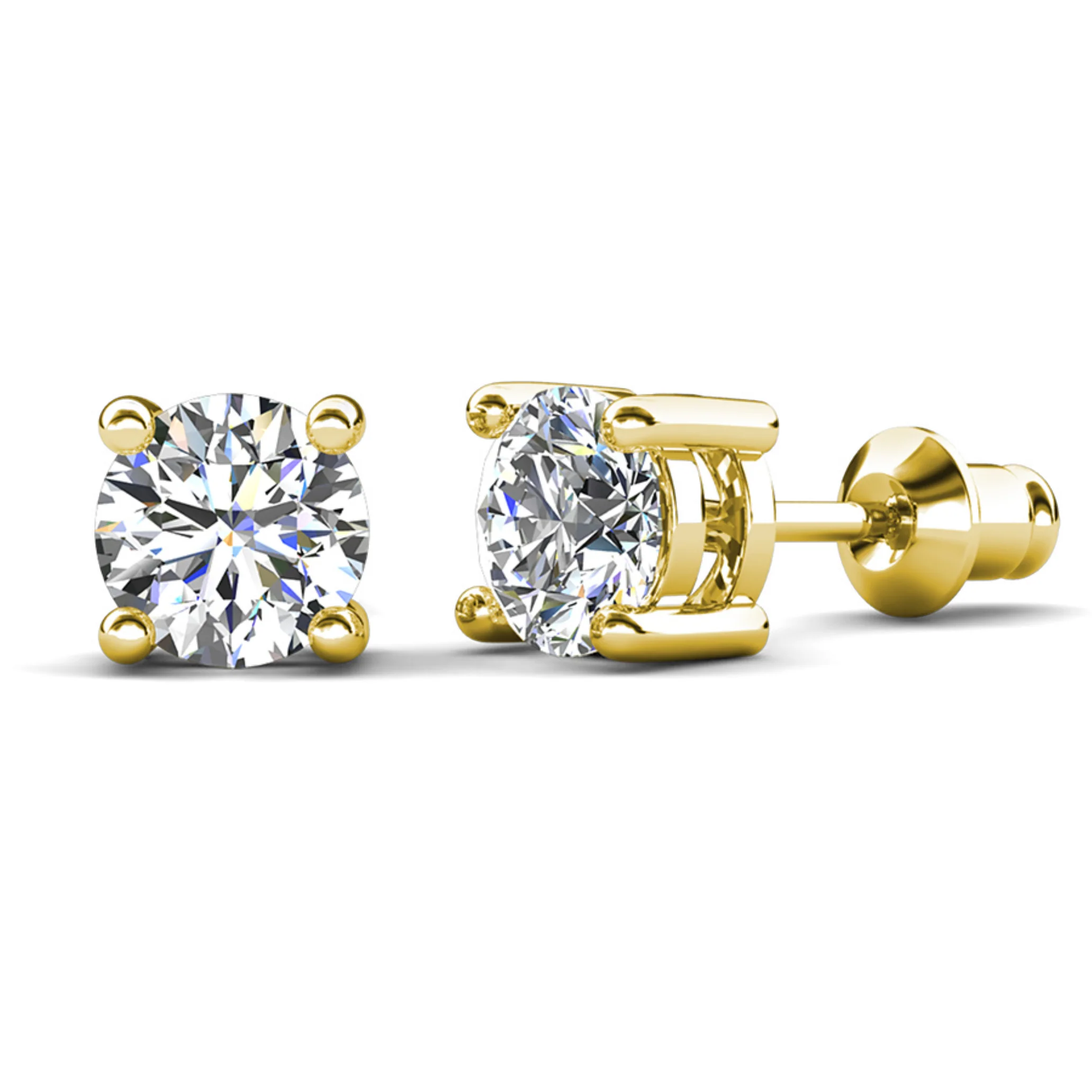 Mia 18k White Gold Plated Sterling Silver Stud Earrings with Simulated Diamond Crystals - Image 34