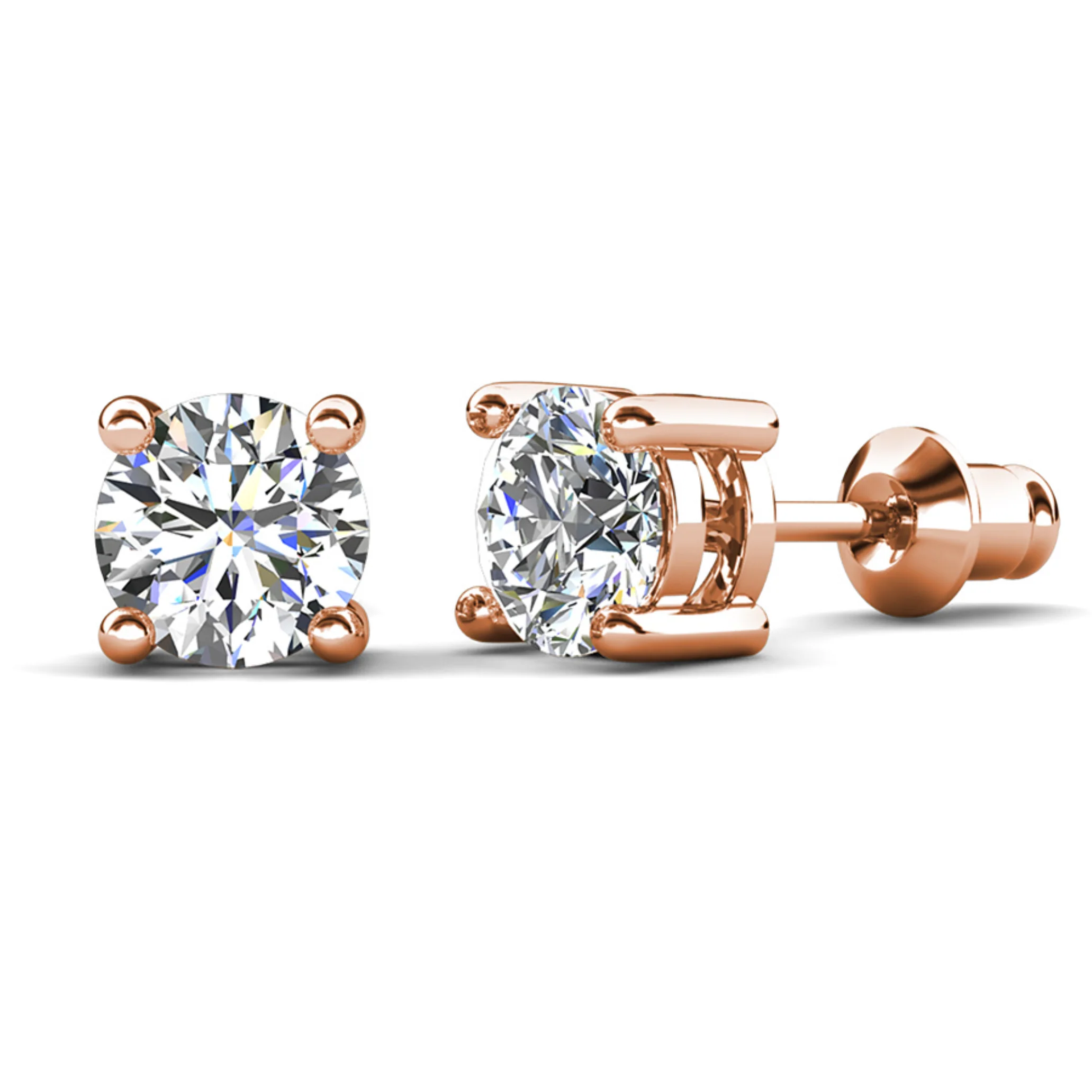 Mia 18k White Gold Plated Sterling Silver Stud Earrings with Simulated Diamond Crystals - Image 36
