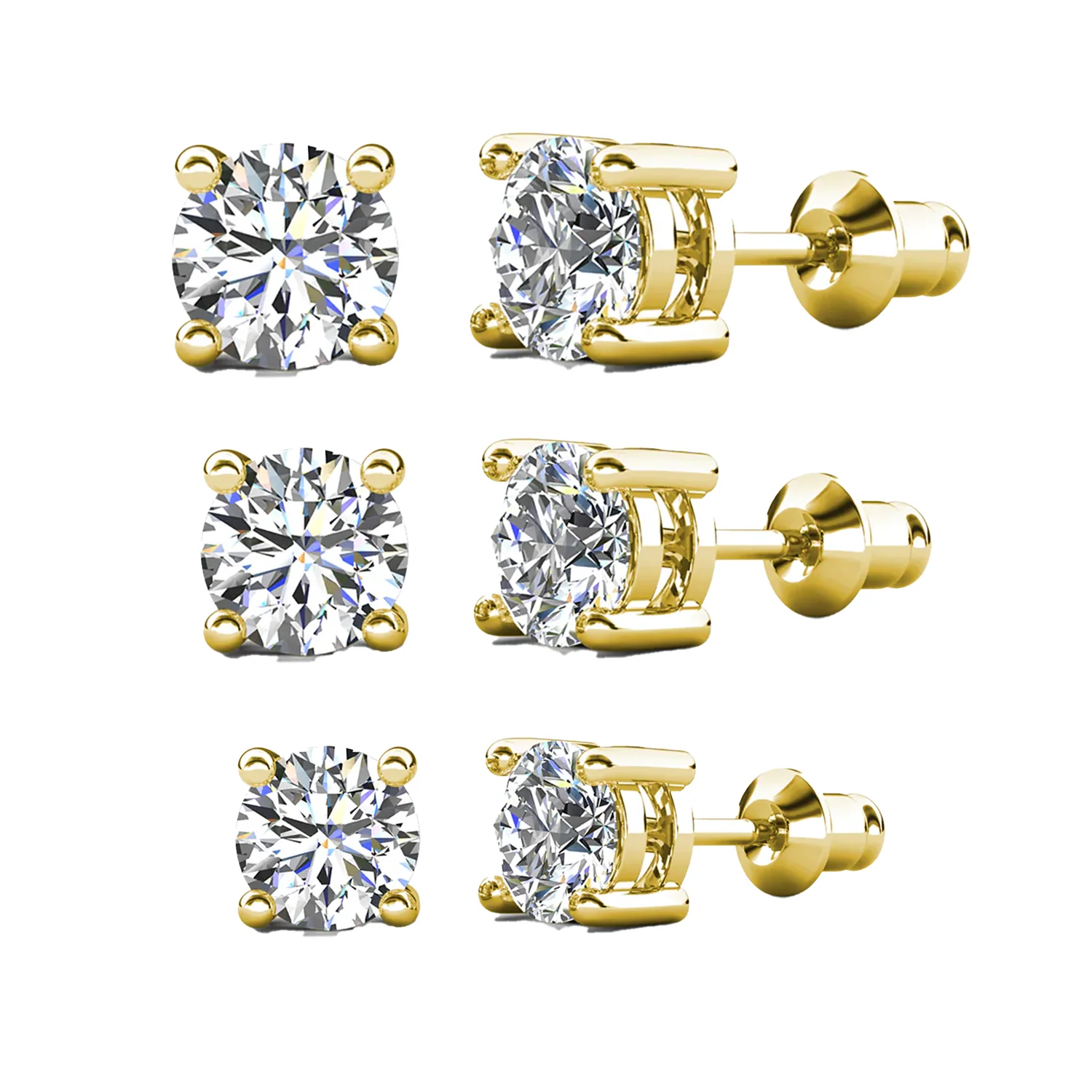 Mia 18k White Gold Plated Sterling Silver Stud Earrings with Simulated Diamond Crystals - Image 40