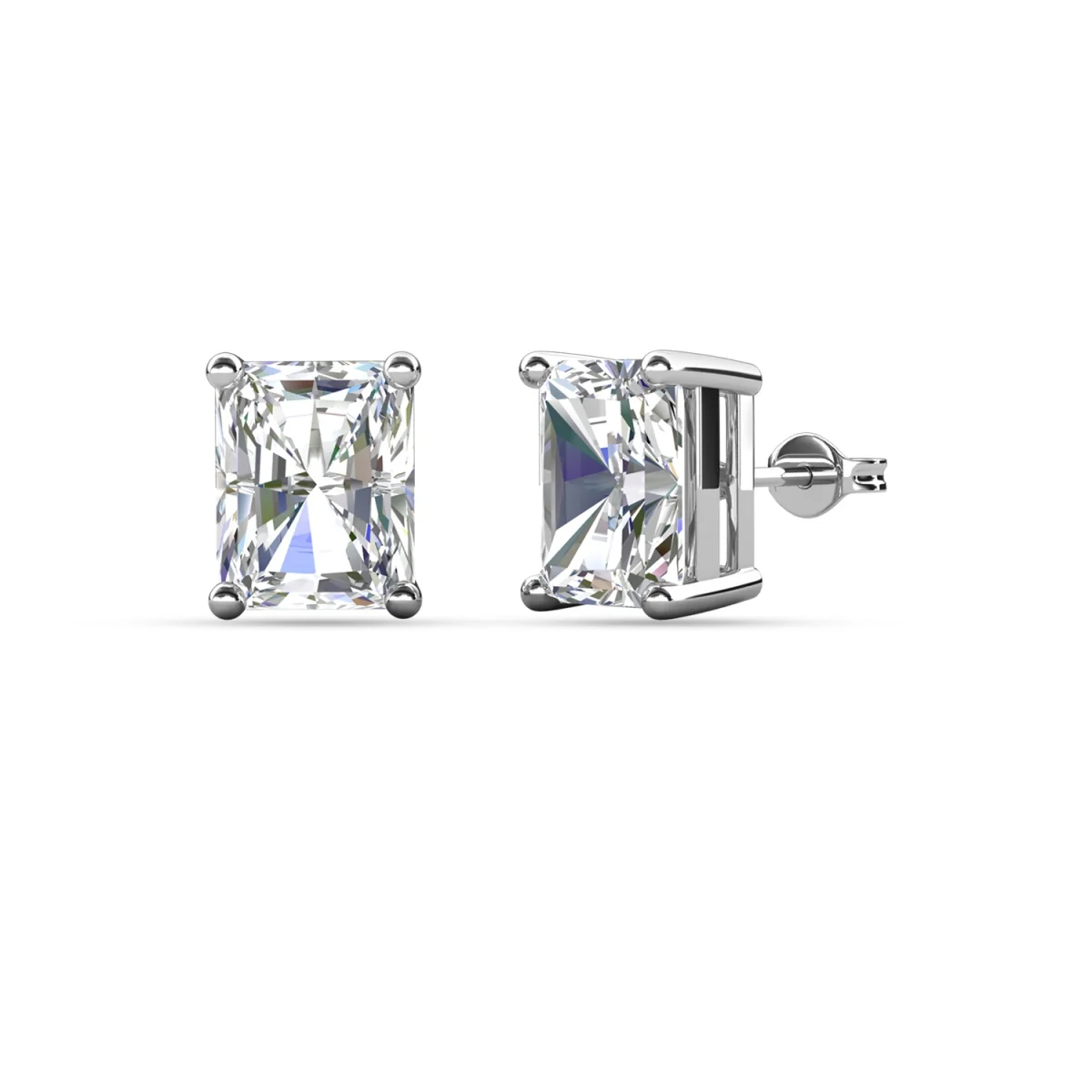 Mia 18k White Gold Plated Sterling Silver Stud Earrings with Simulated Diamond Crystals - Image 44