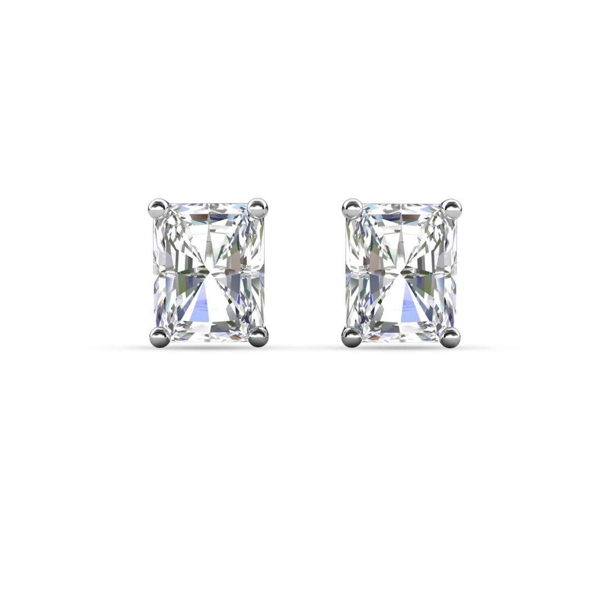Mia 18k White Gold Plated Sterling Silver Stud Earrings with Simulated Diamond Crystals - Image 49