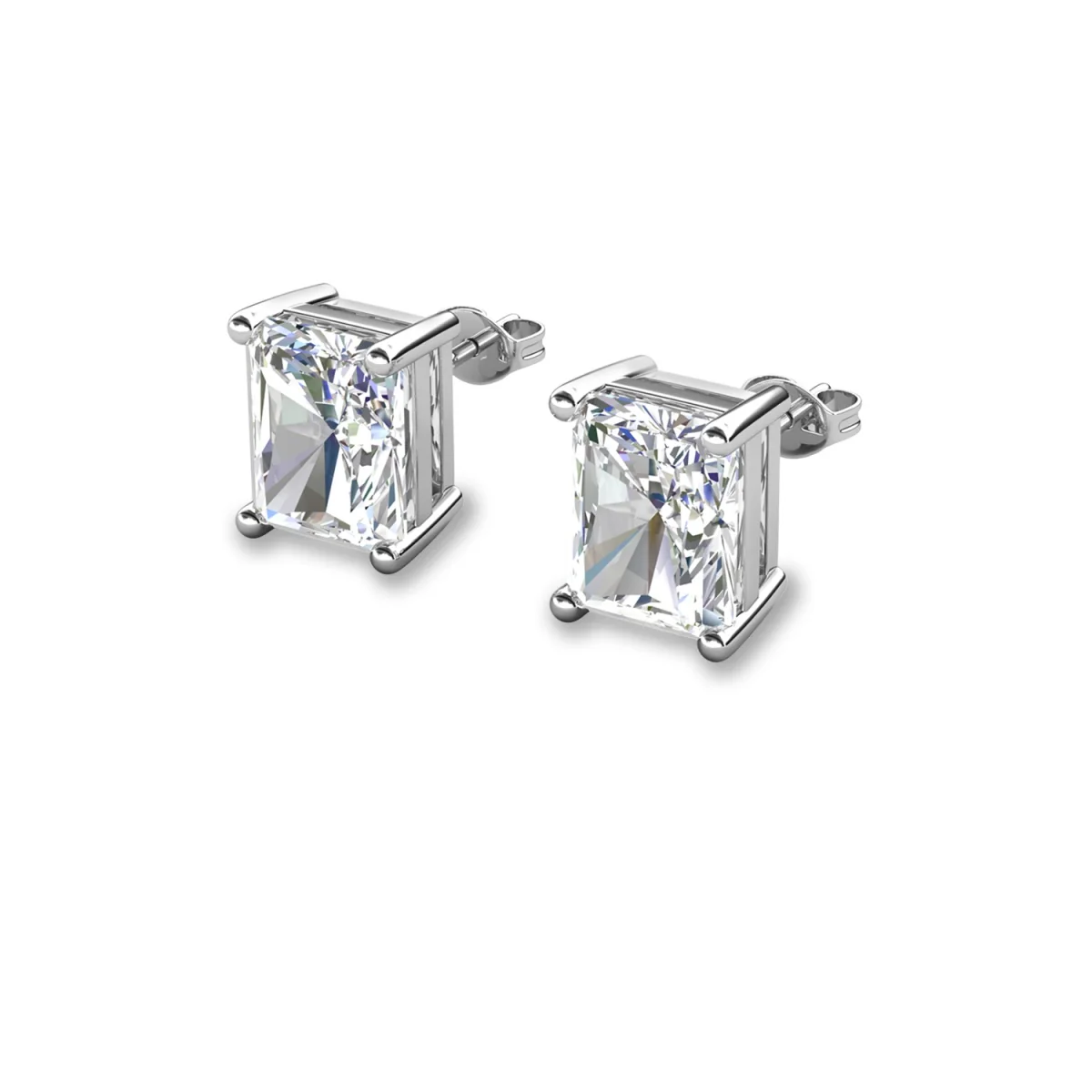 Mia 18k White Gold Plated Sterling Silver Stud Earrings with Simulated Diamond Crystals - Image 50