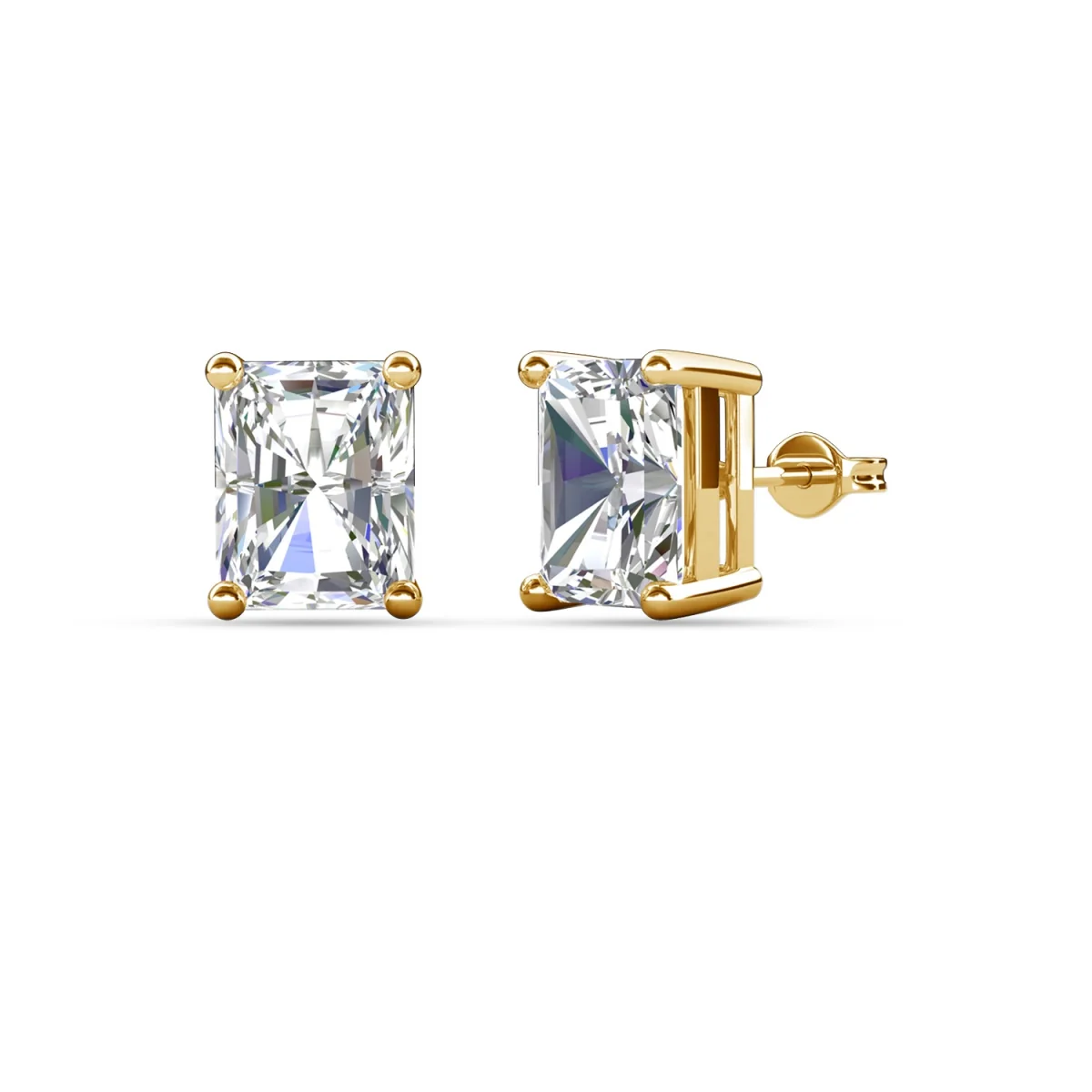 Mia 18k White Gold Plated Sterling Silver Stud Earrings with Simulated Diamond Crystals - Image 51