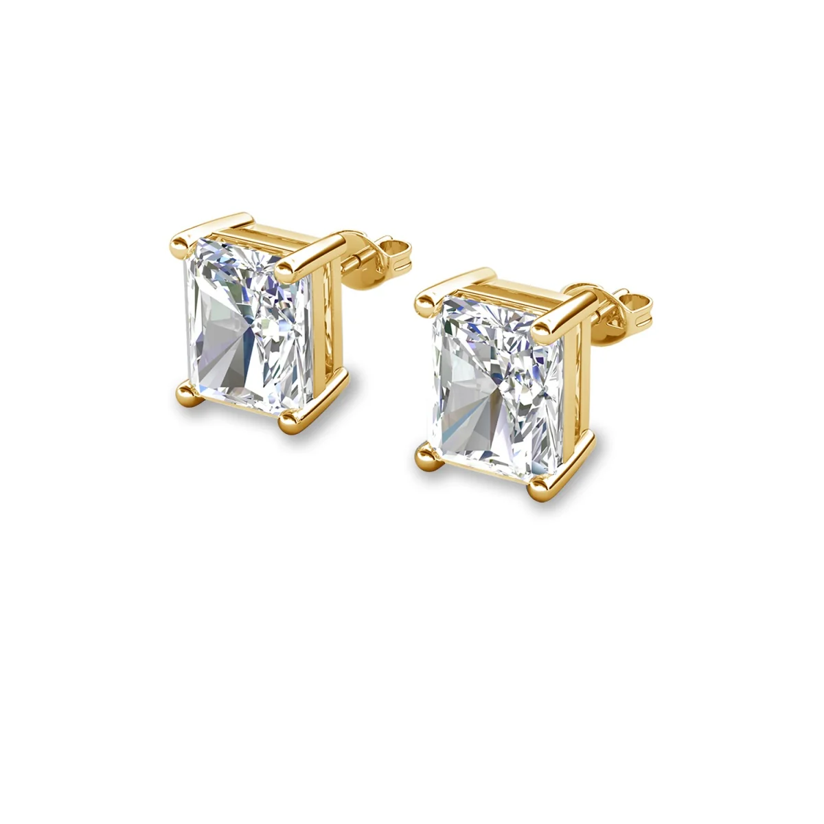 Mia 18k White Gold Plated Sterling Silver Stud Earrings with Simulated Diamond Crystals - Image 54
