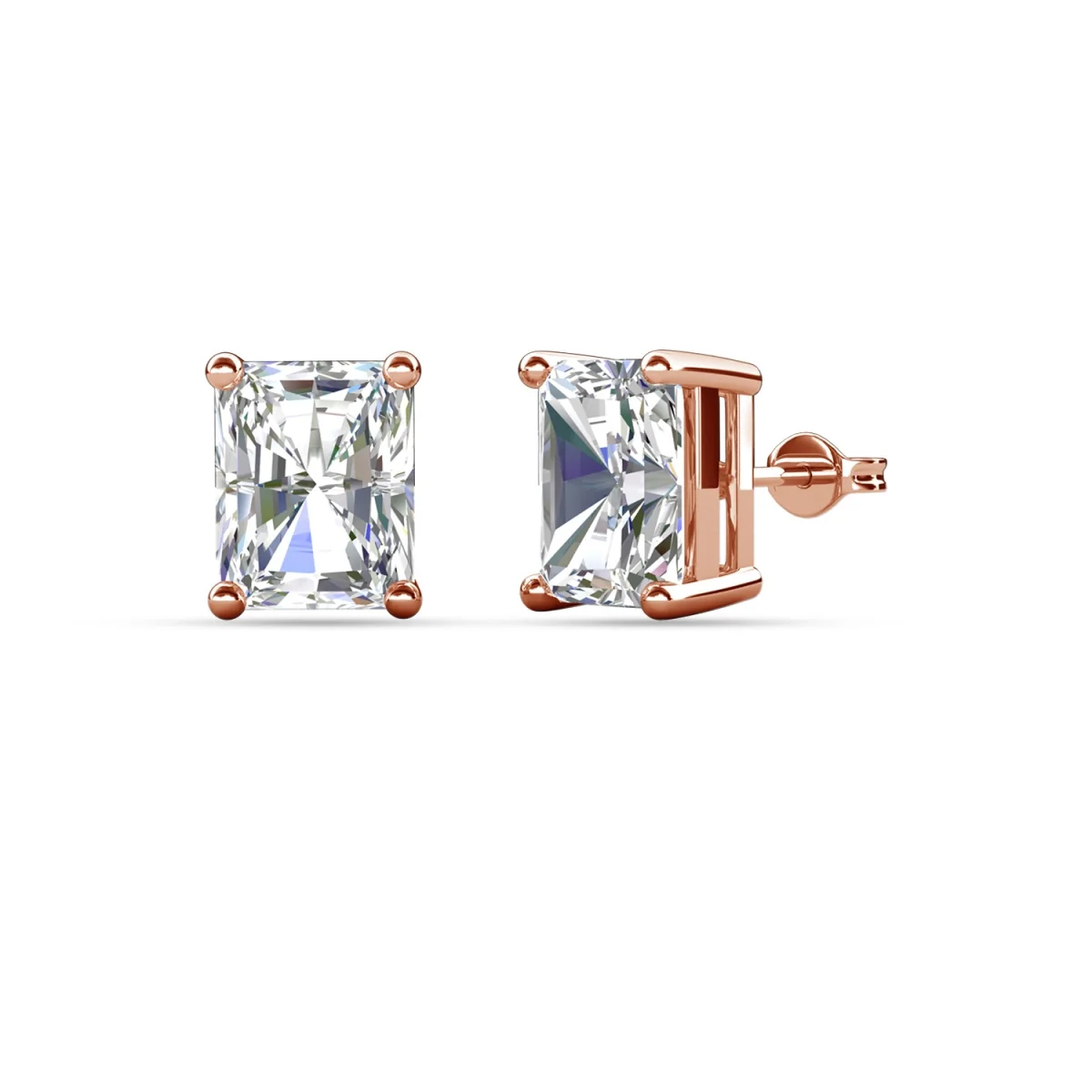 Mia 18k White Gold Plated Sterling Silver Stud Earrings with Simulated Diamond Crystals - Image 55