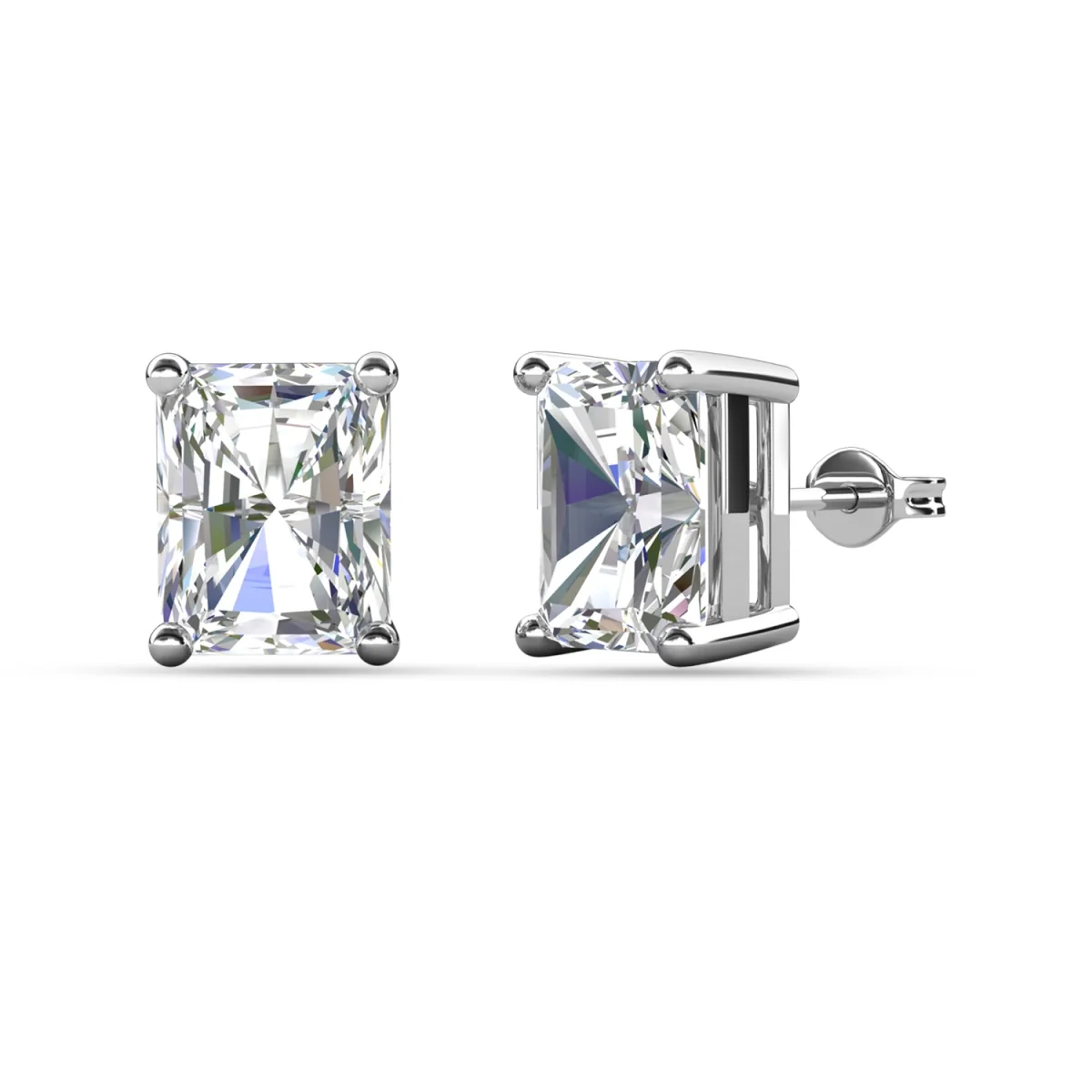 Mia 18k White Gold Plated Sterling Silver Stud Earrings with Simulated Diamond Crystals - Image 59