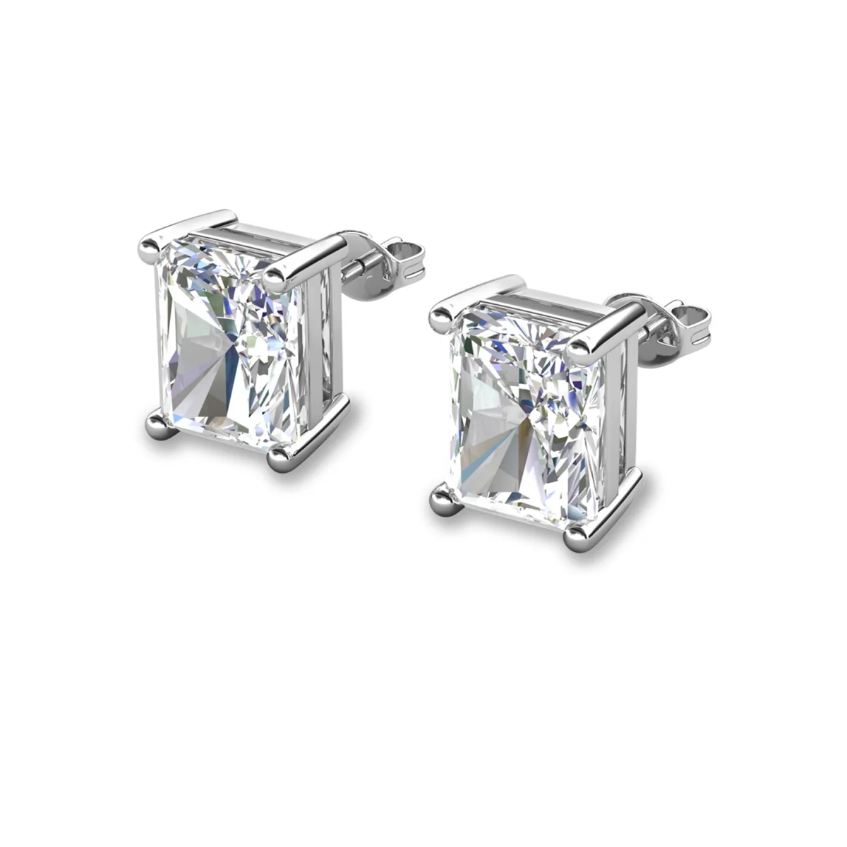 Mia 18k White Gold Plated Sterling Silver Stud Earrings with Simulated Diamond Crystals - Image 62