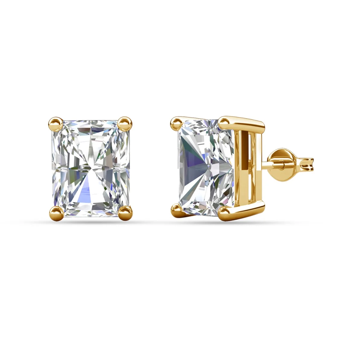 Mia 18k White Gold Plated Sterling Silver Stud Earrings with Simulated Diamond Crystals - Image 63