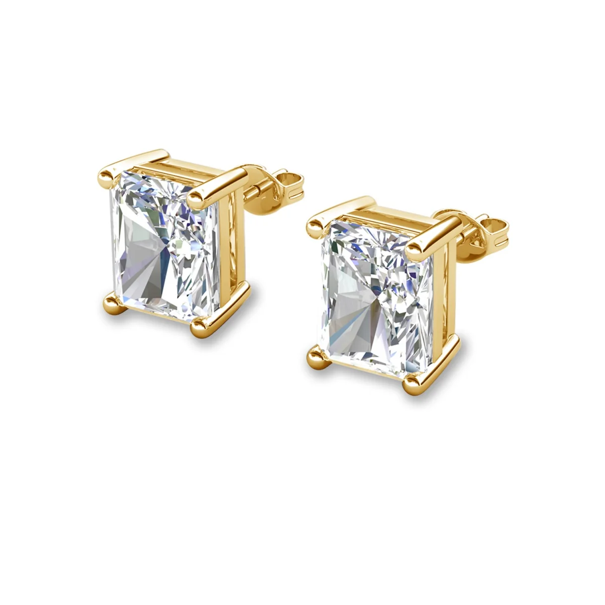 Mia 18k White Gold Plated Sterling Silver Stud Earrings with Simulated Diamond Crystals - Image 66