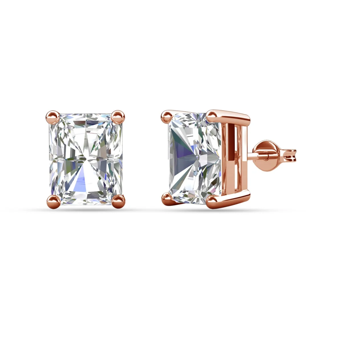 Mia 18k White Gold Plated Sterling Silver Stud Earrings with Simulated Diamond Crystals - Image 67