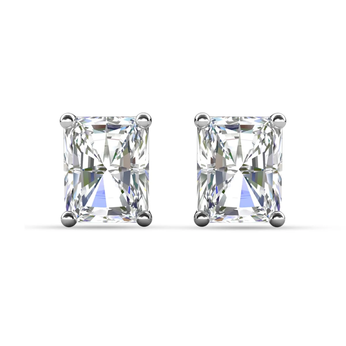 Mia 18k White Gold Plated Sterling Silver Stud Earrings with Simulated Diamond Crystals - Image 73