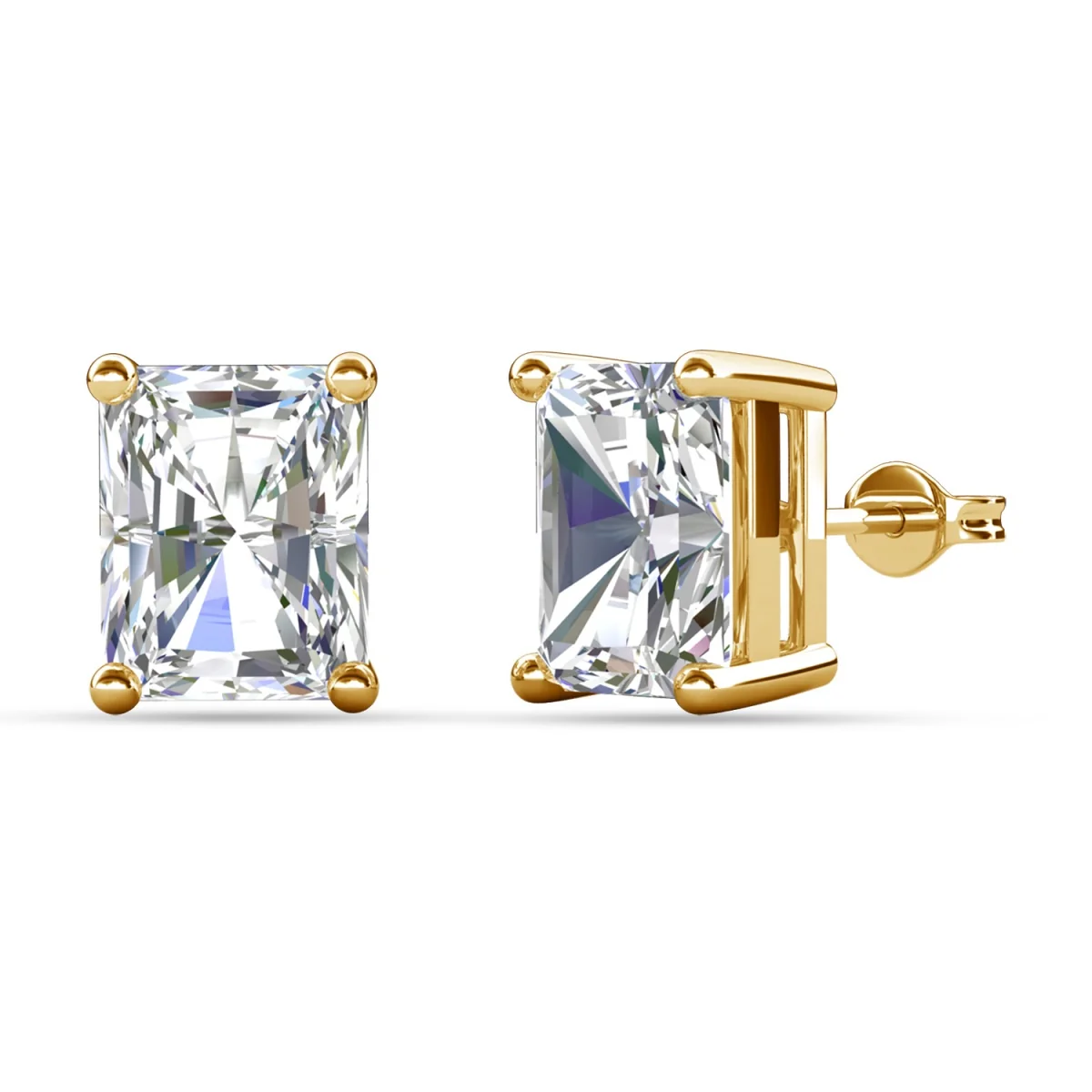 Mia 18k White Gold Plated Sterling Silver Stud Earrings with Simulated Diamond Crystals - Image 75