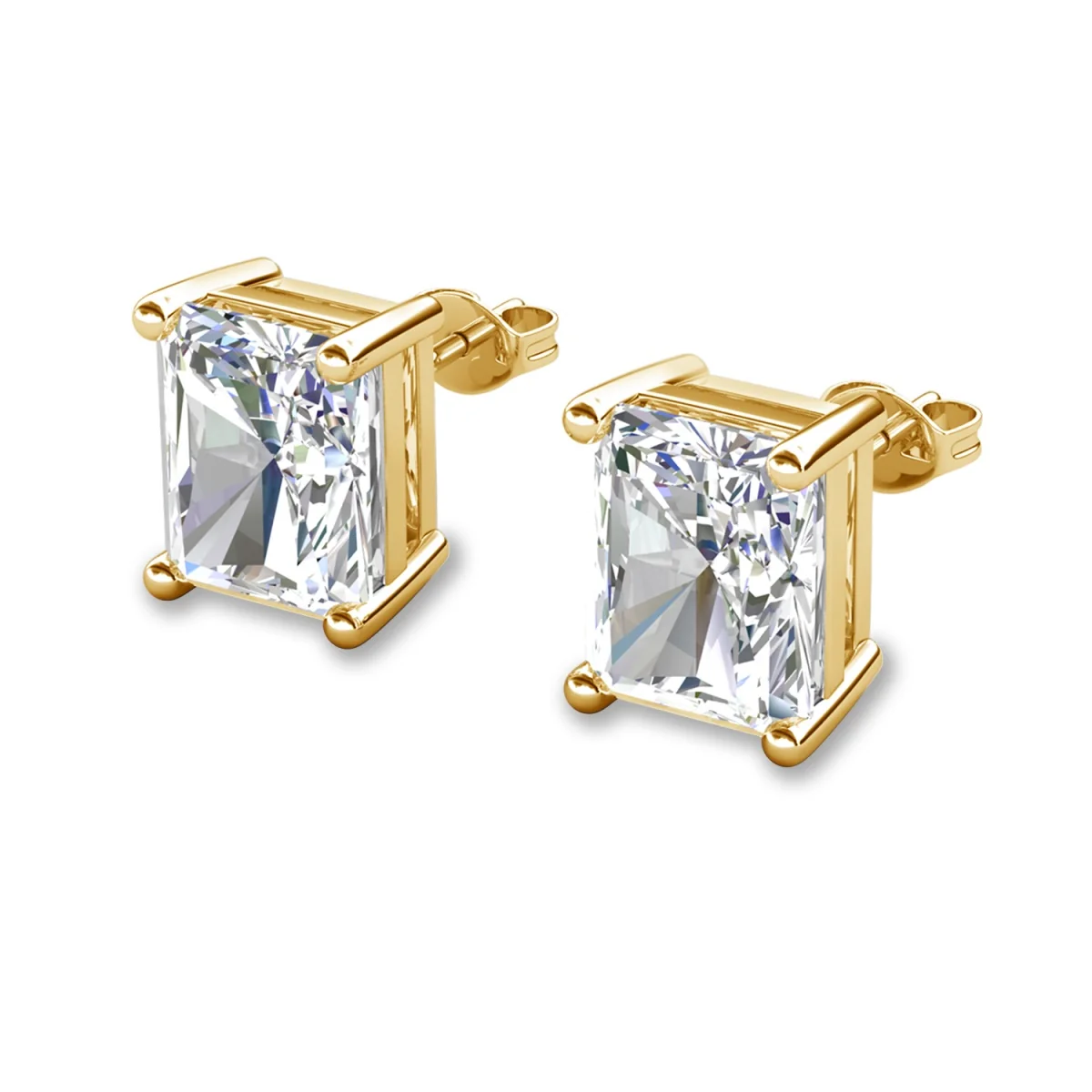 Mia 18k White Gold Plated Sterling Silver Stud Earrings with Simulated Diamond Crystals - Image 78