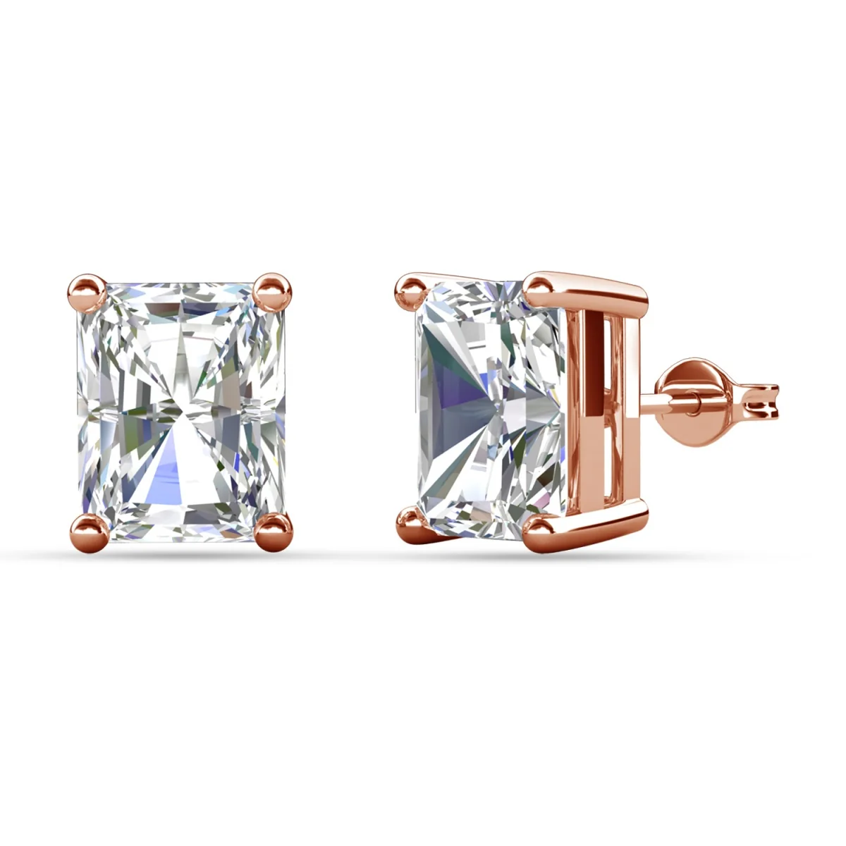 Mia 18k White Gold Plated Sterling Silver Stud Earrings with Simulated Diamond Crystals - Image 79