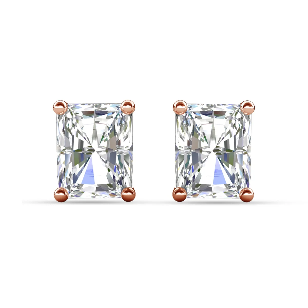 Mia 18k White Gold Plated Sterling Silver Stud Earrings with Simulated Diamond Crystals - Image 81