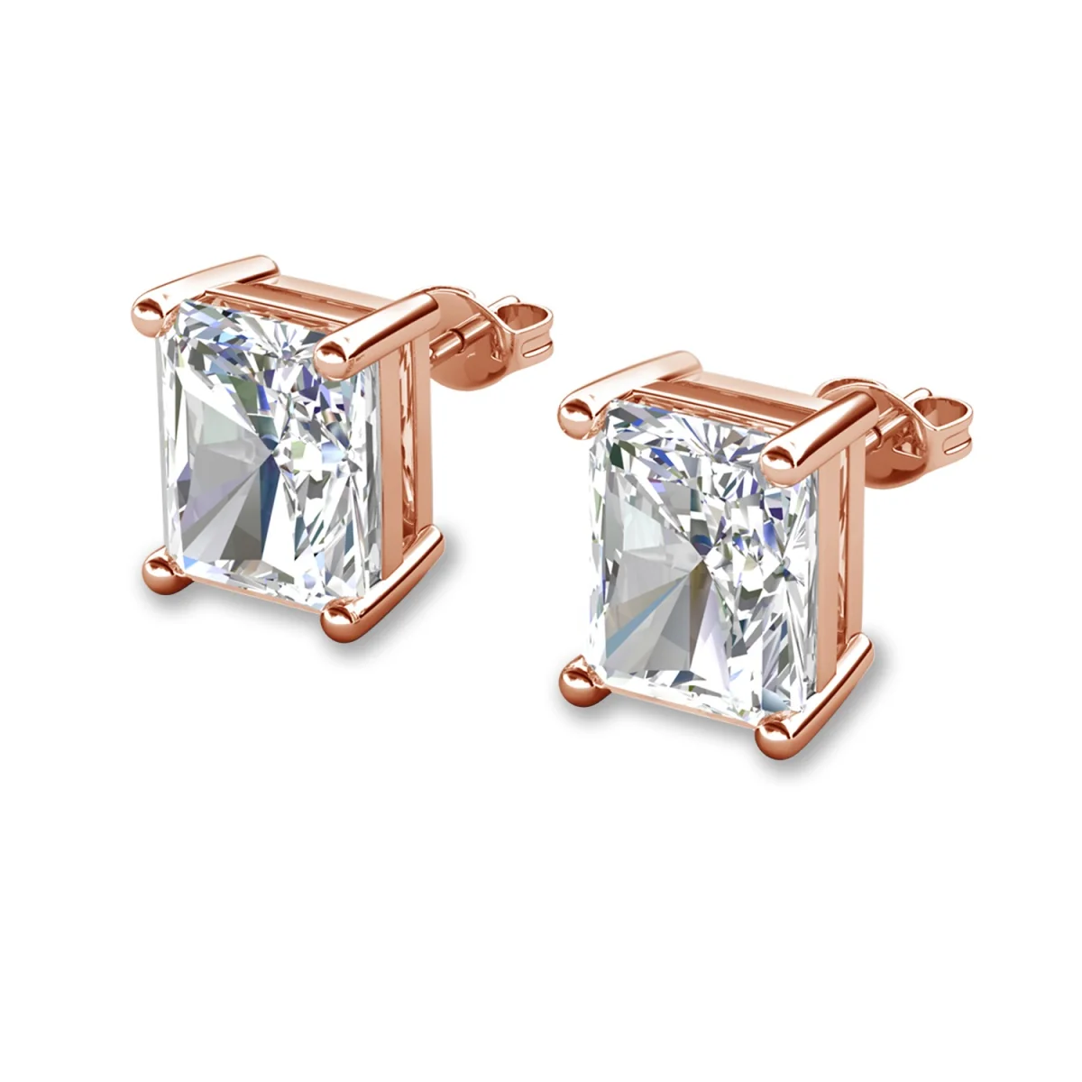 Mia 18k White Gold Plated Sterling Silver Stud Earrings with Simulated Diamond Crystals - Image 82