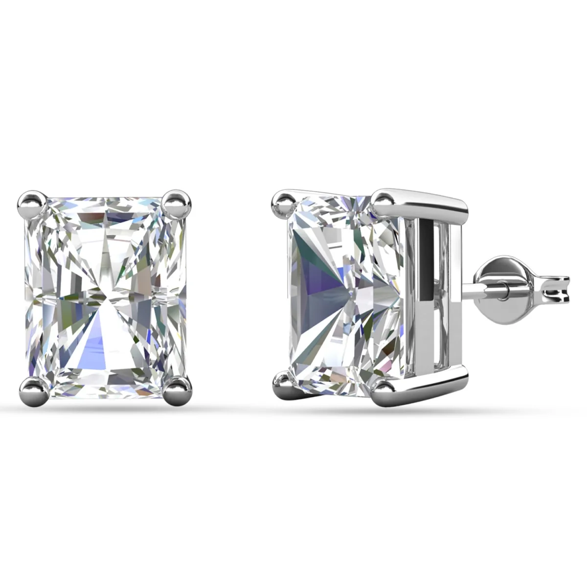 Mia 18k White Gold Plated Sterling Silver Stud Earrings with Simulated Diamond Crystals - Image 83