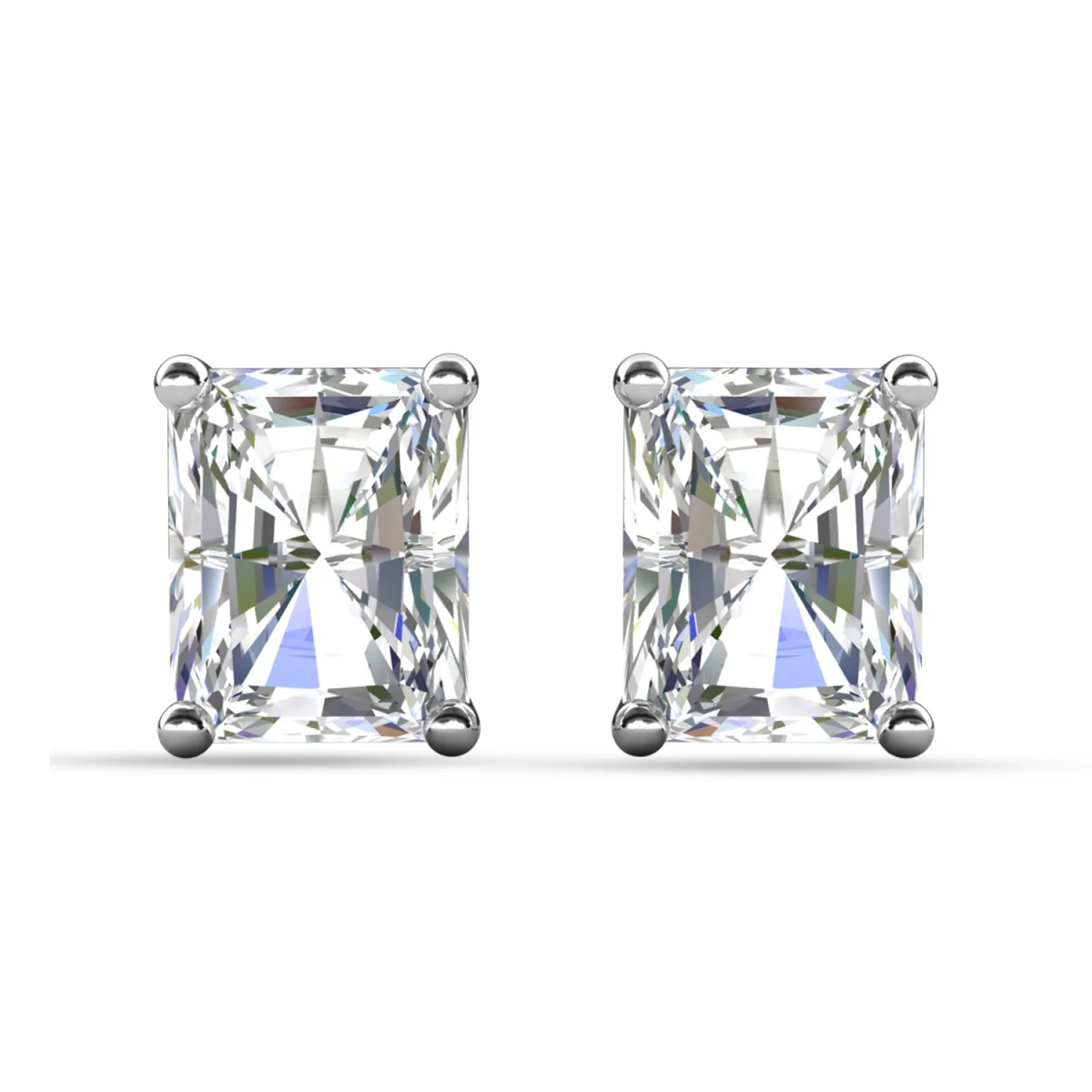Mia 18k White Gold Plated Sterling Silver Stud Earrings with Simulated Diamond Crystals - Image 85