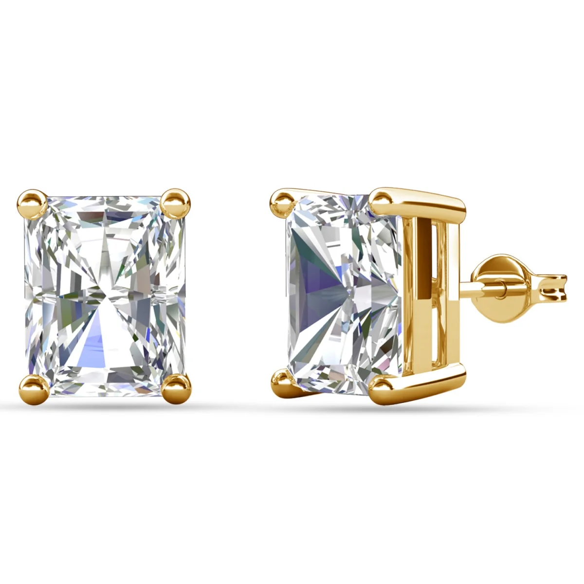 Mia 18k White Gold Plated Sterling Silver Stud Earrings with Simulated Diamond Crystals - Image 87