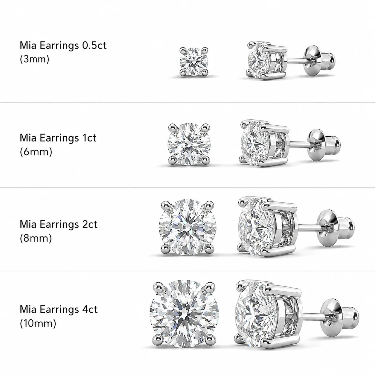 Mia 18k White Gold Plated Sterling Silver Stud Earrings with Simulated Diamond Crystals - Image 9