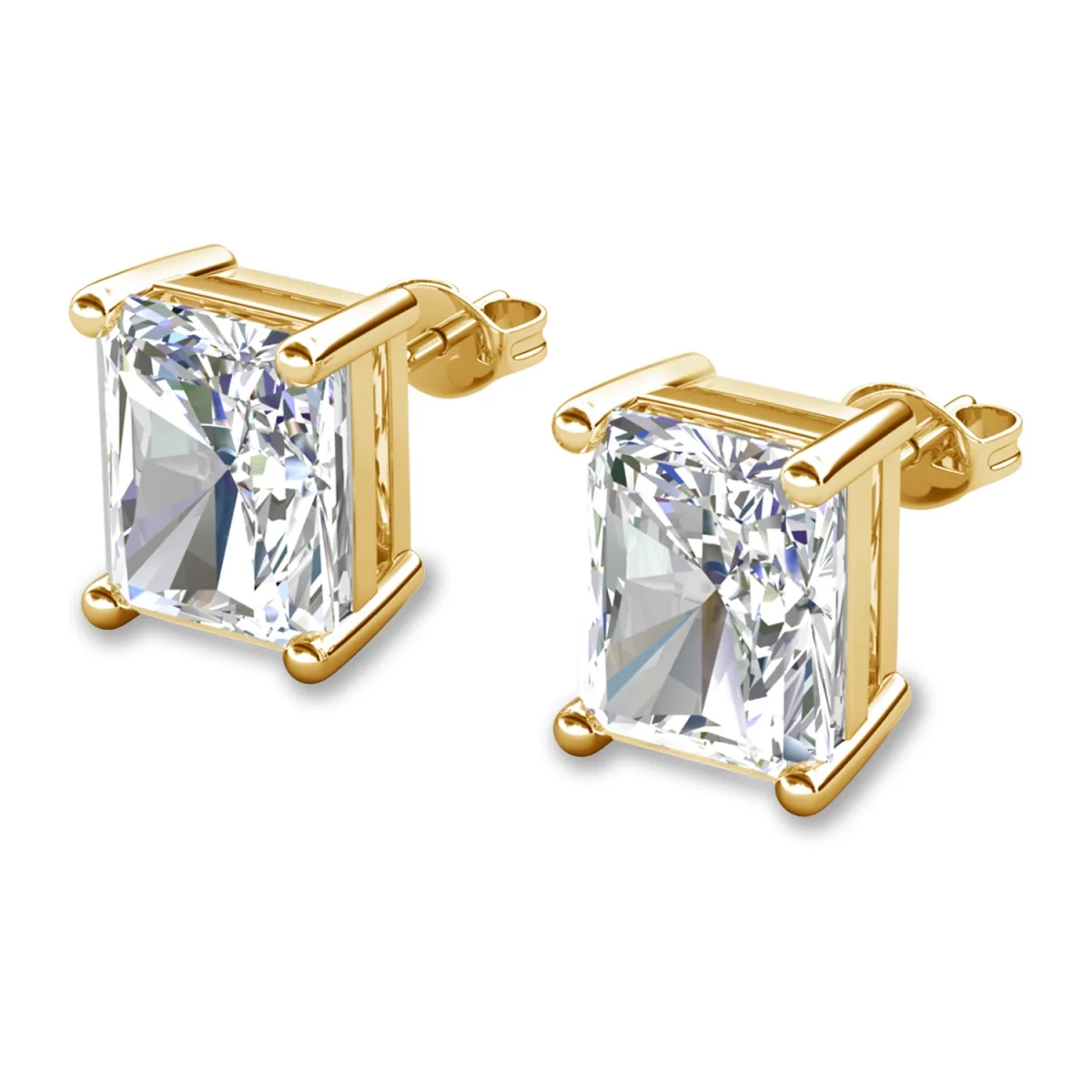 Mia 18k White Gold Plated Sterling Silver Stud Earrings with Simulated Diamond Crystals - Image 90