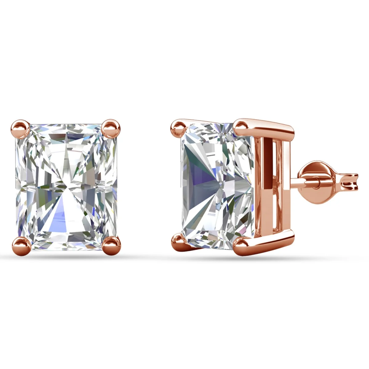 Mia 18k White Gold Plated Sterling Silver Stud Earrings with Simulated Diamond Crystals - Image 91