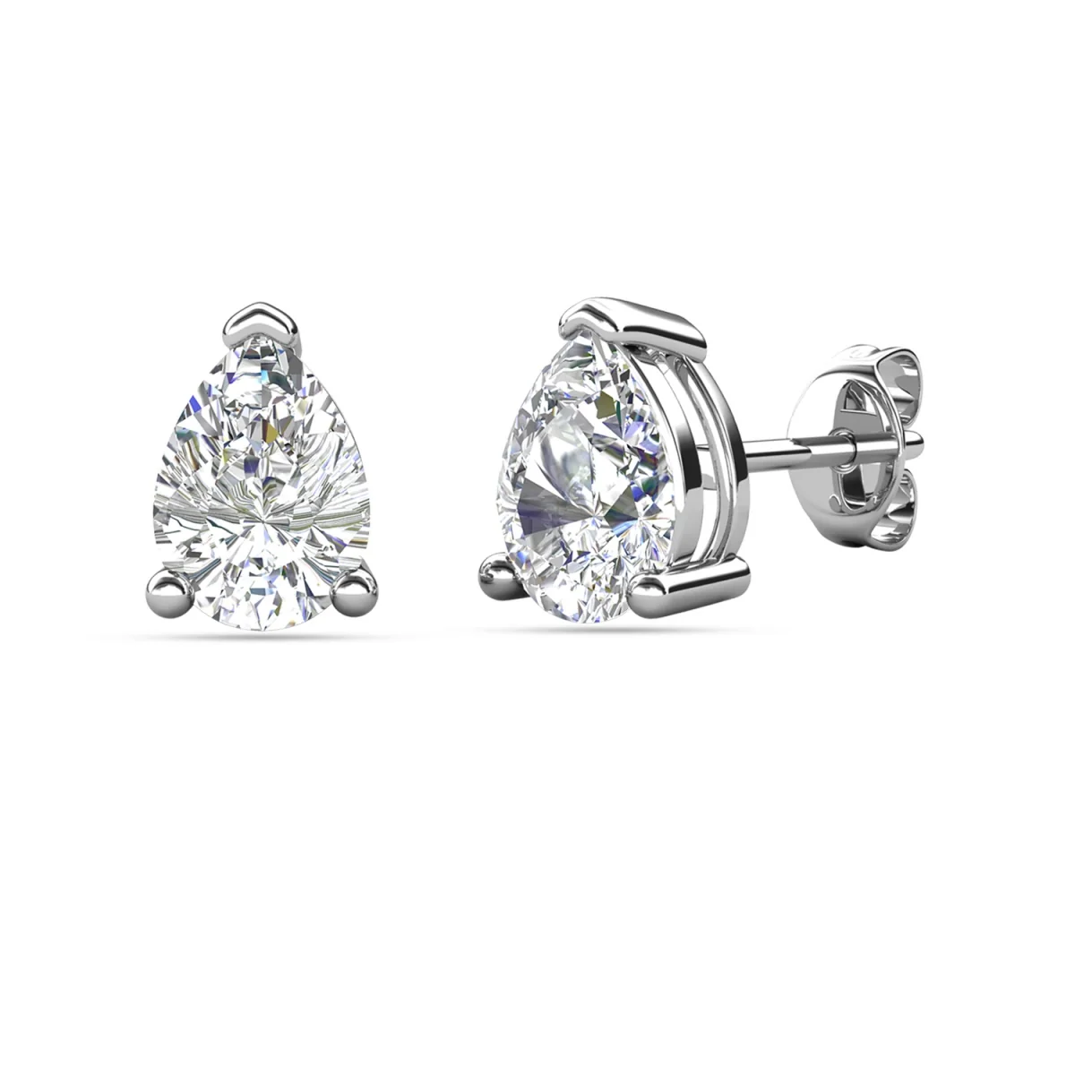 Mia 18k White Gold Plated Sterling Silver Stud Earrings with Simulated Diamond Crystals - Image 95