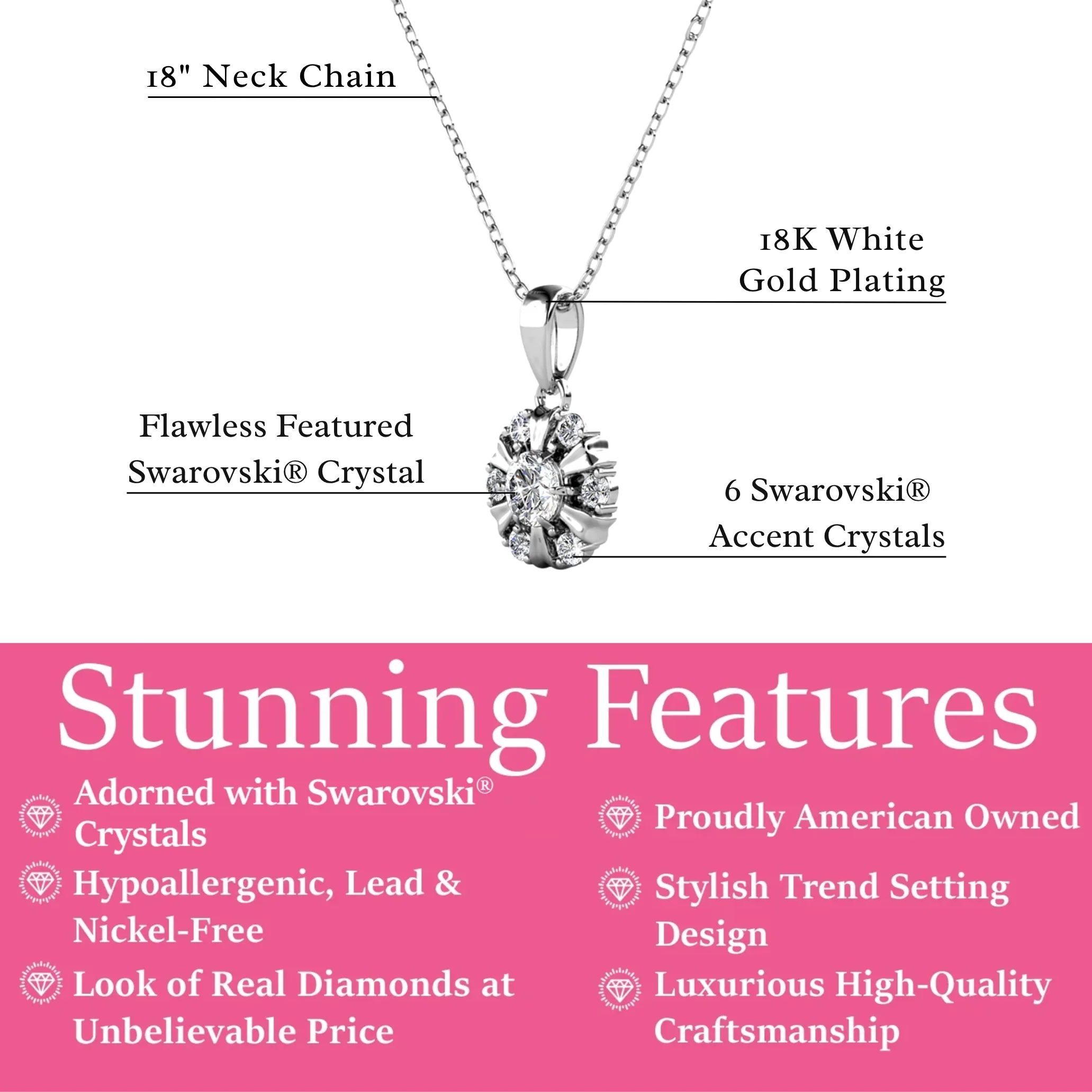 Millie 18k White Gold Plated Necklace with Swarovski Crystals - Image 3