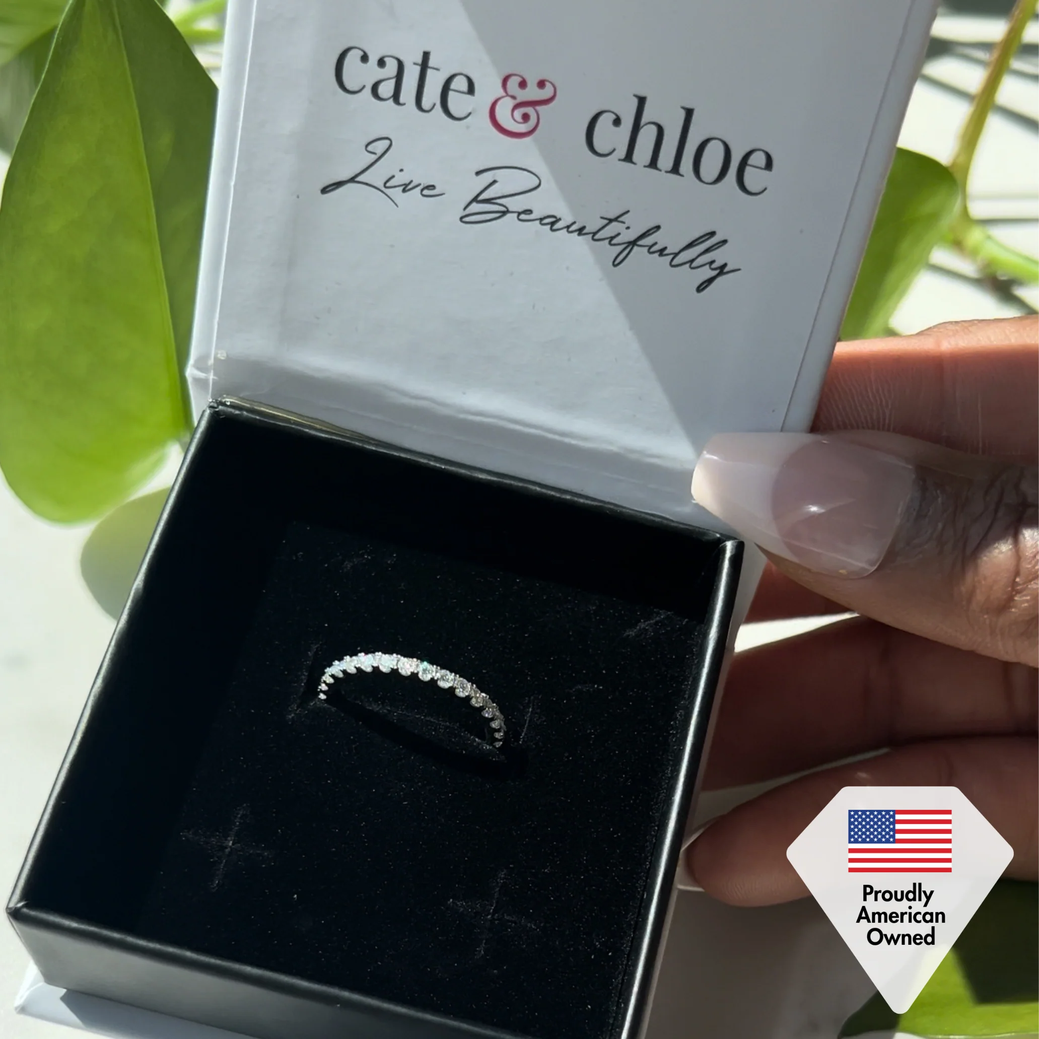 Moissanite by Cate & Chloe Sadie 0.9tcw Round Cut 925 Sterling Silver 18k White Gold Plated Wedding Band - Image 5