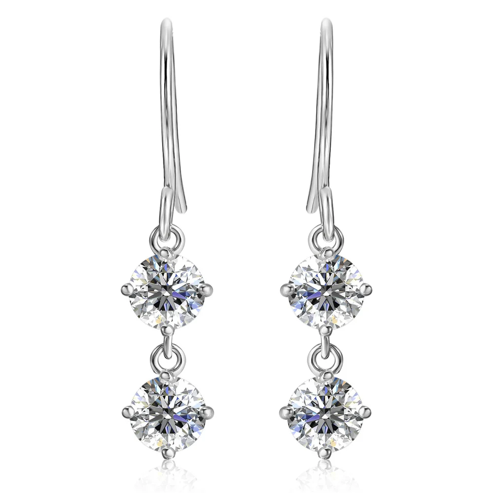 Moissanite by Cate & Chloe Talia 18k Gold Plated 925 Sterling Silver Dangle Earrings 2.0tcw