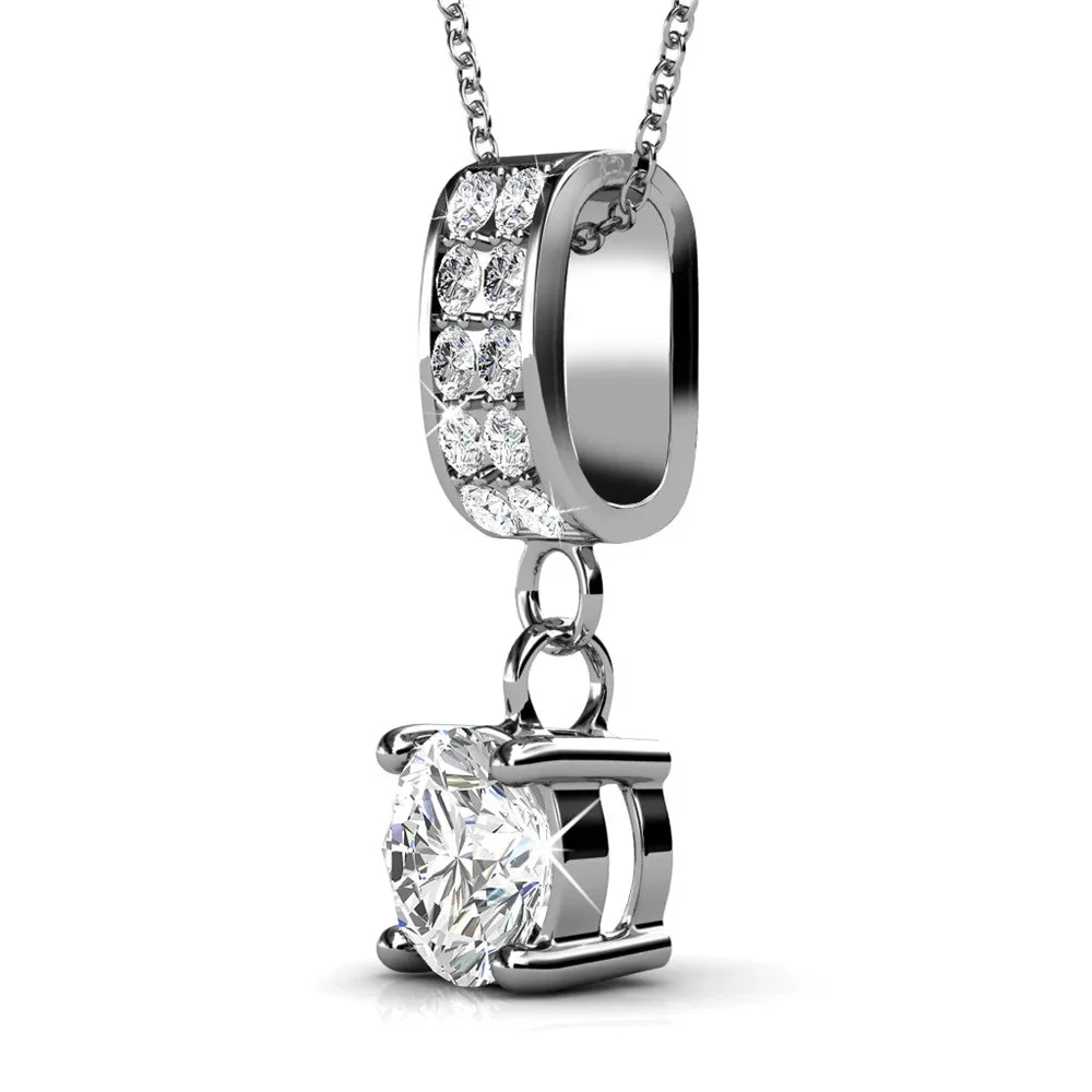 Monroe 18k White Gold Pendant Necklace with Round Cut Swarovski Crystals - Image 8