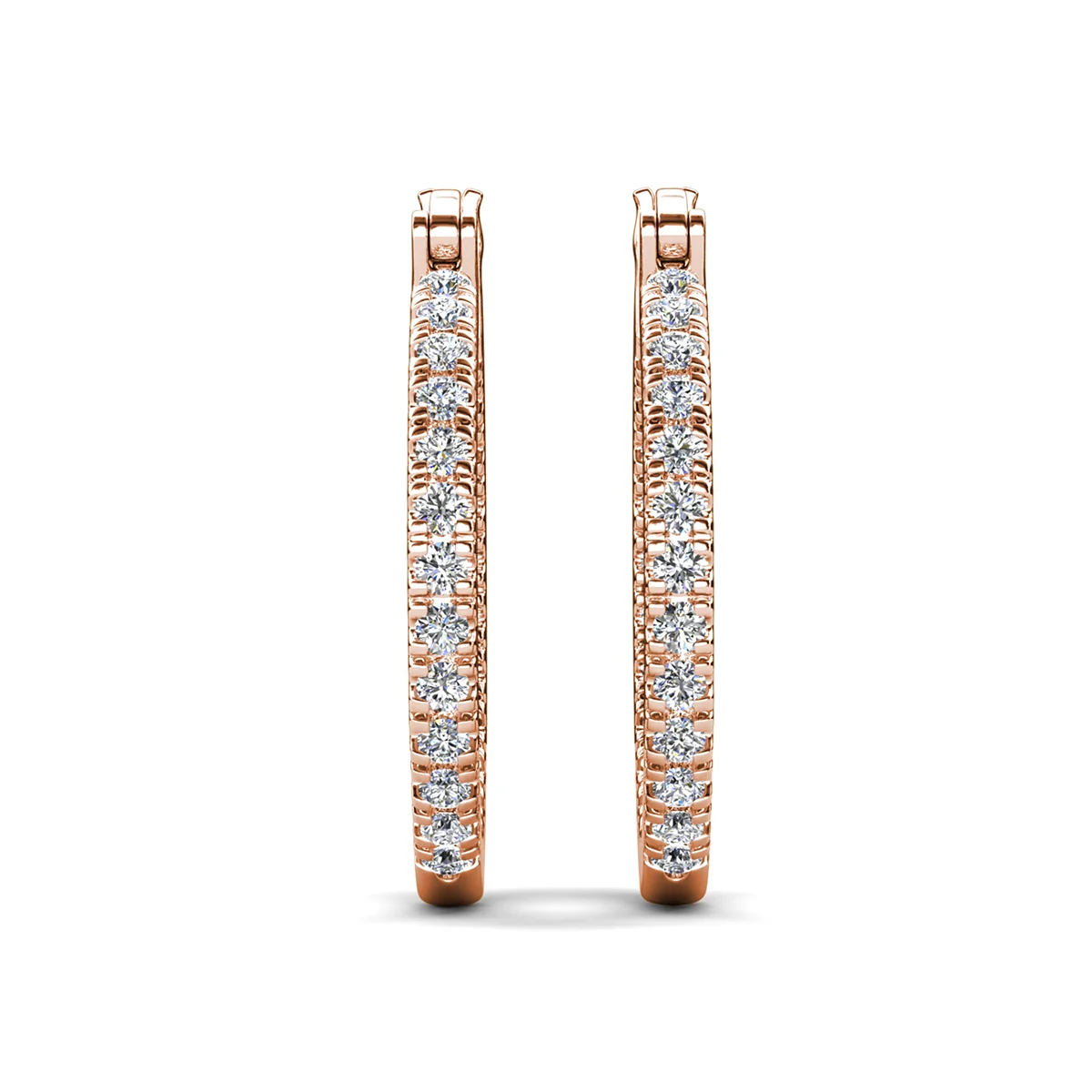 Nadia 18k White Gold Plated 24mm Hoop Earrings with Swarovski Crystals - Image 19