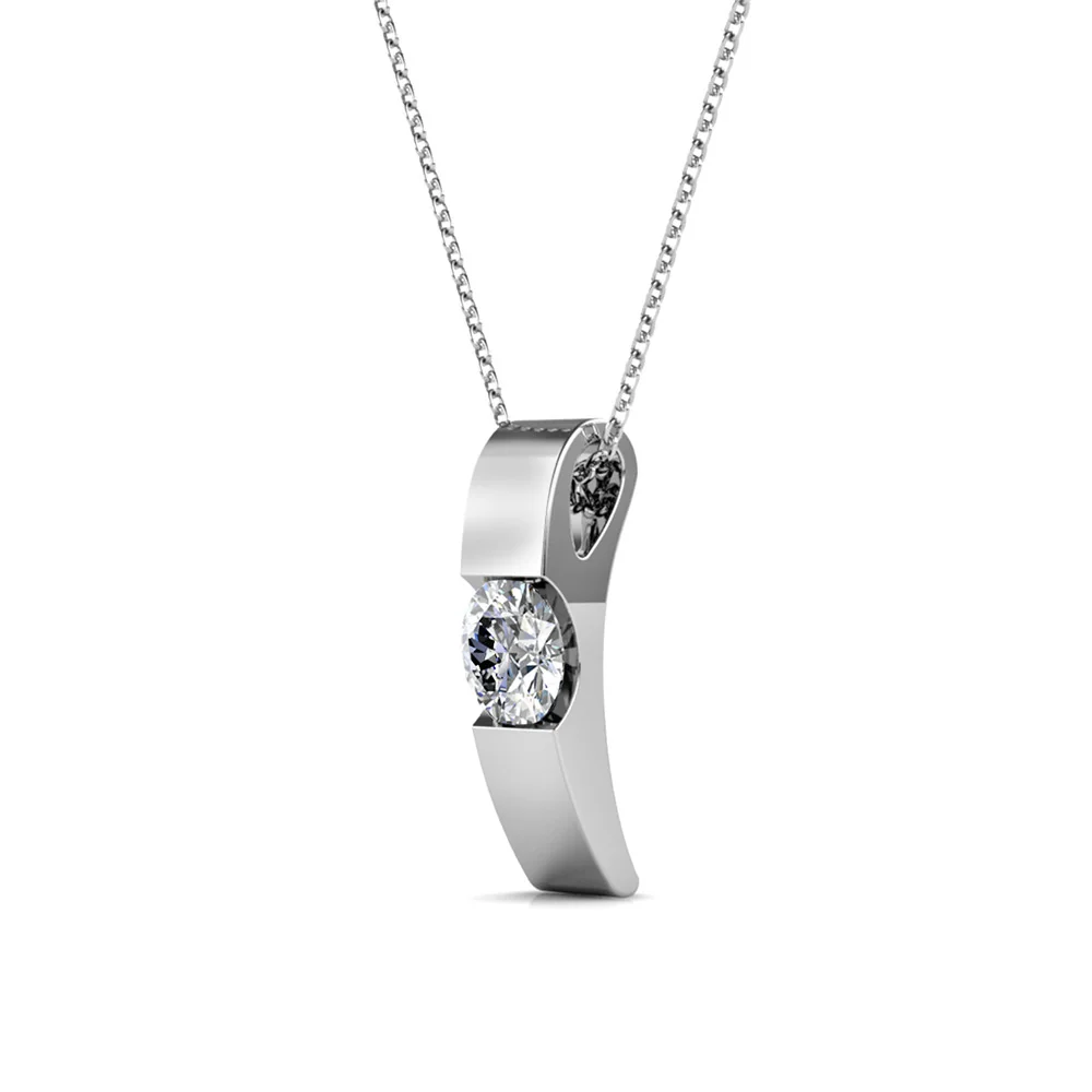 Nailea 18k White Gold Plated Pendant Necklace with Swarovski Crystals - Image 8