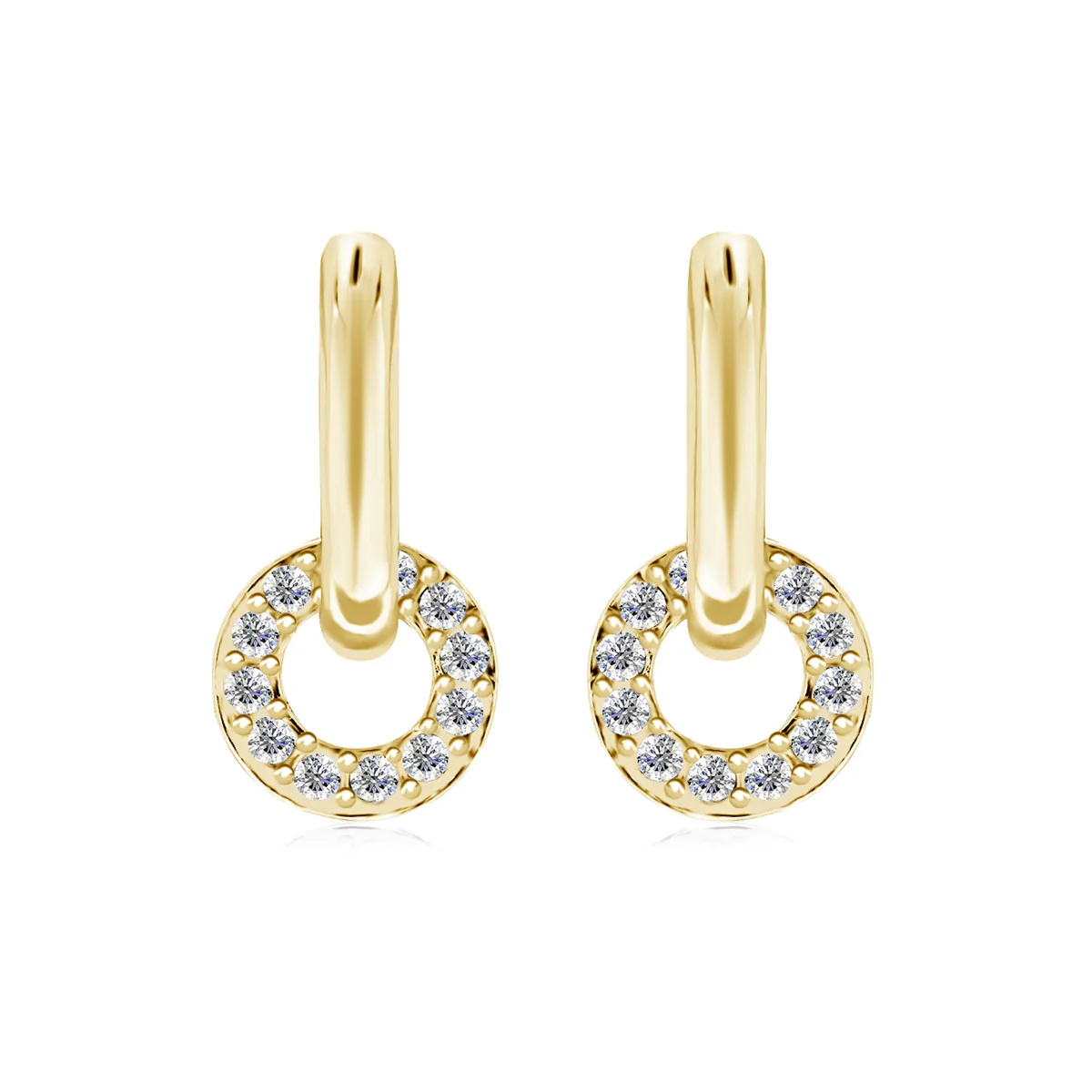 Nala 18k White Gold Plated 14mm Hoop Earrings with Swarovski Crystals - Image 11