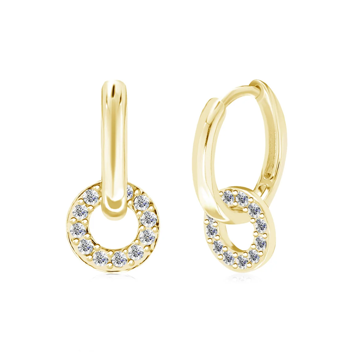 Nala 18k White Gold Plated 14mm Hoop Earrings with Swarovski Crystals - Image 13