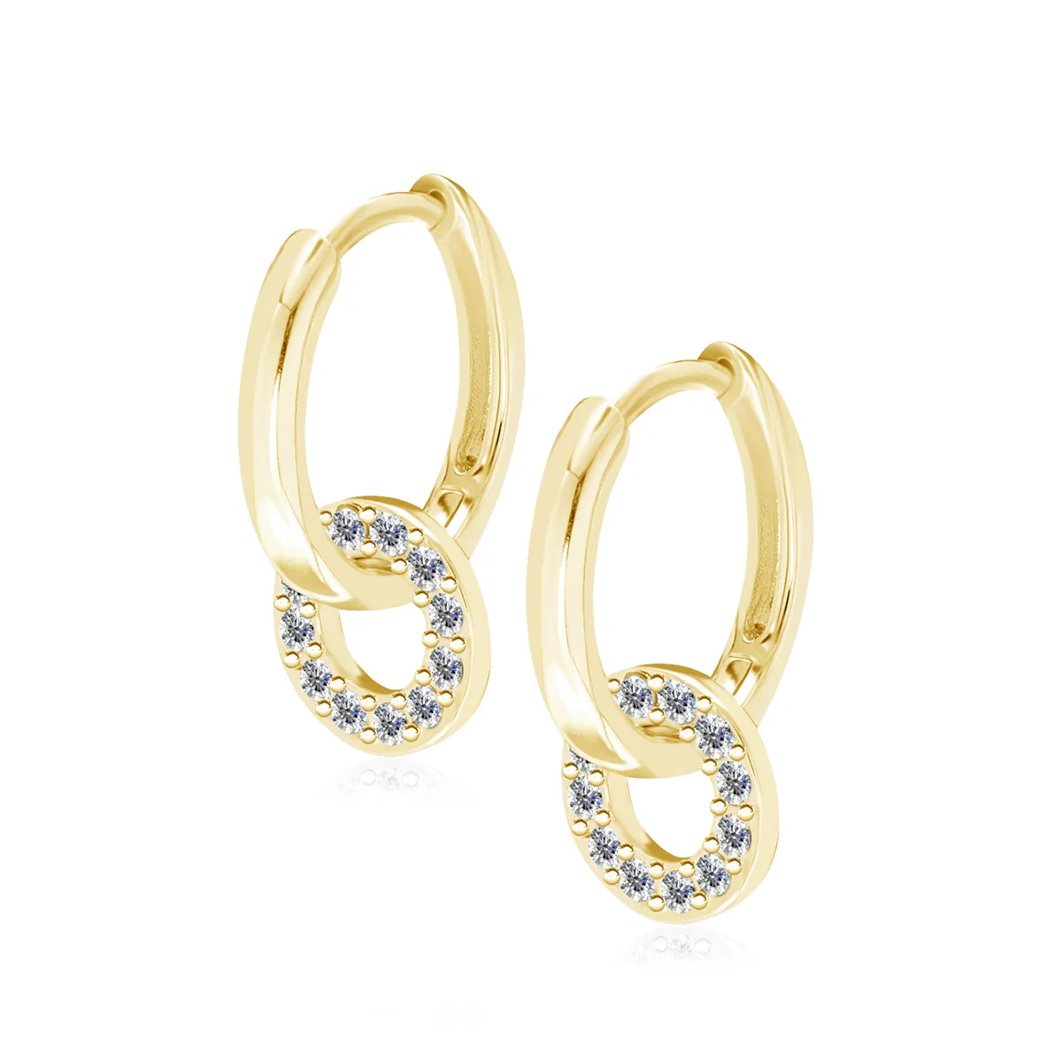 Nala 18k White Gold Plated 14mm Hoop Earrings with Swarovski Crystals - Image 14