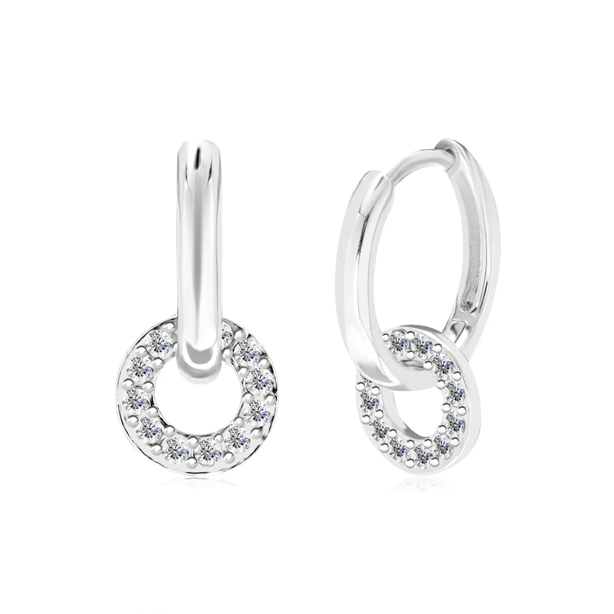 Nala 18k White Gold Plated 14mm Hoop Earrings with Swarovski Crystals - Image 8