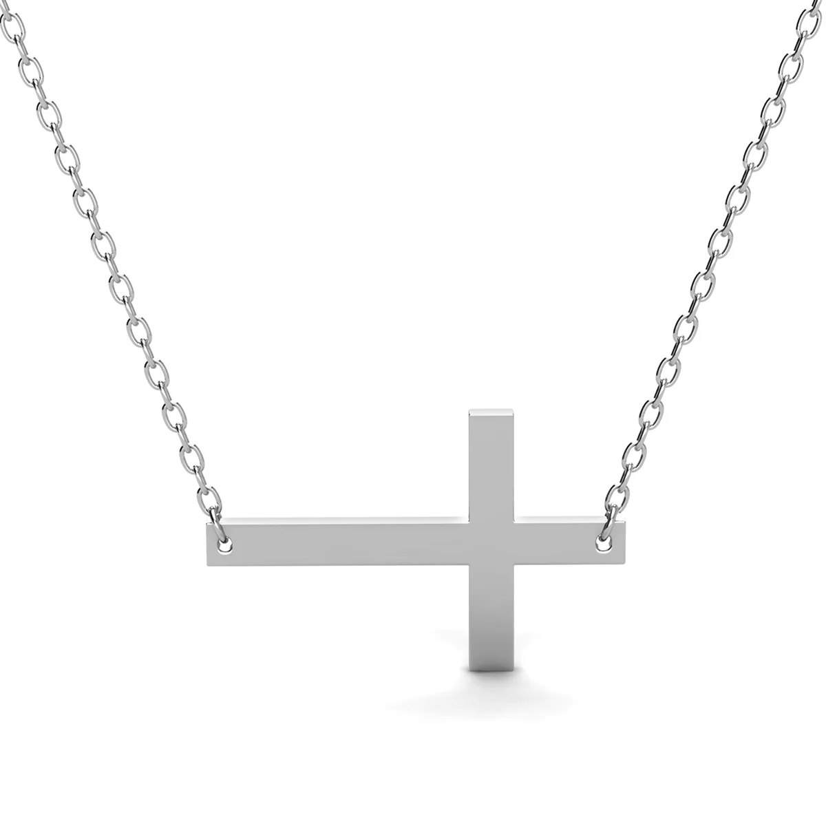 Nancy 18k White Gold Plated Cross Pendant Necklace - Image 8