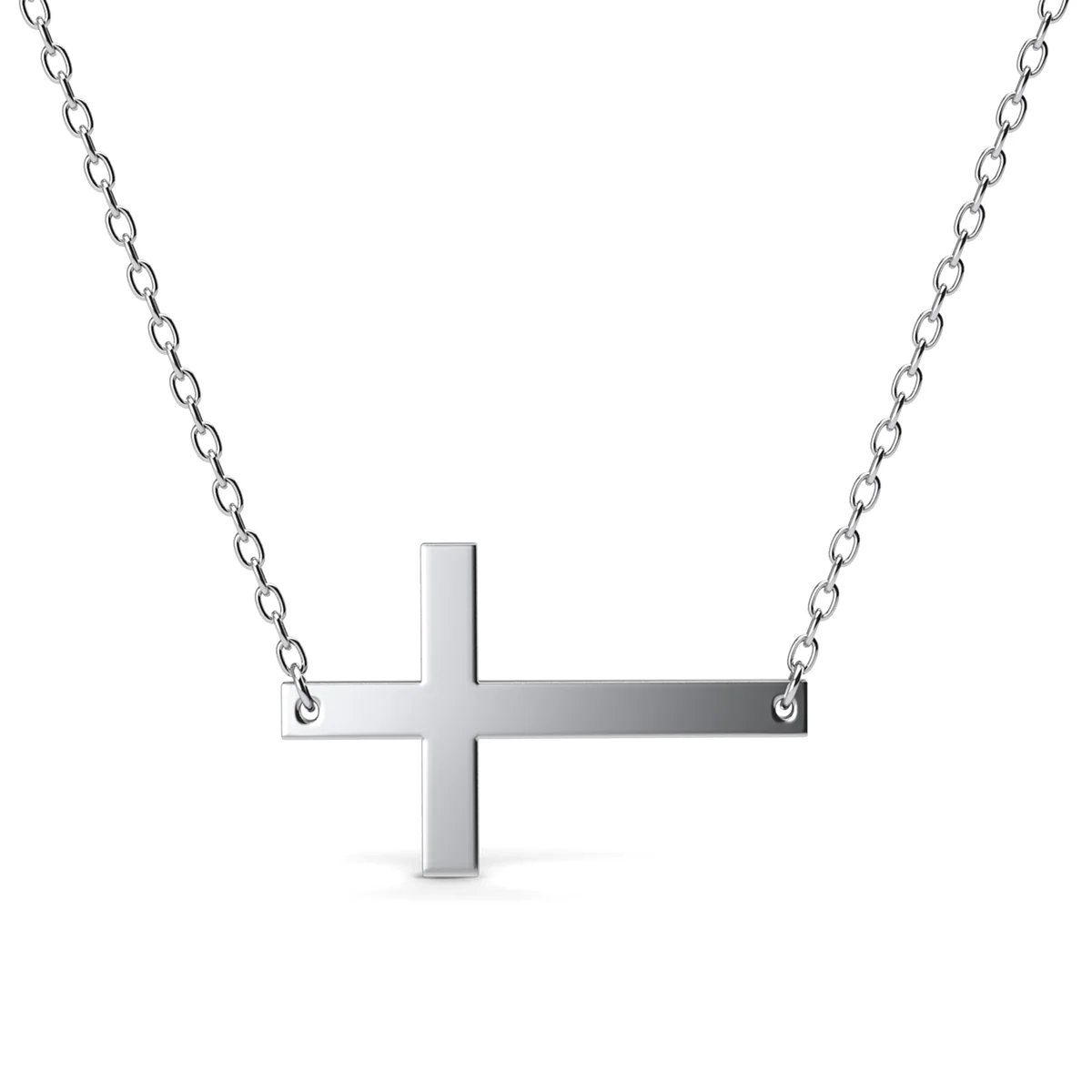 Nancy 18k White Gold Plated Cross Necklace & Blessed by Faith Pink Envelope Card - Image 10