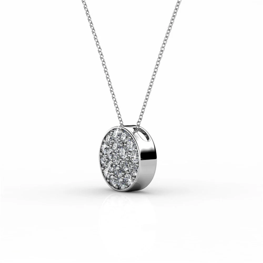 Nelly 18k White Gold Plated Pave Pendant Necklace with Swarovski Crystals - Image 8