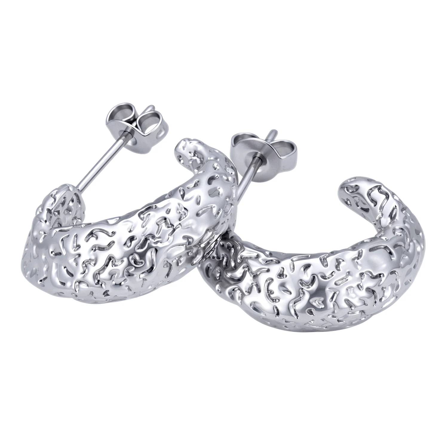 Oaklynn 18k White Gold Plated 20mm Semi-Hoop Earrings for Women - Image 8