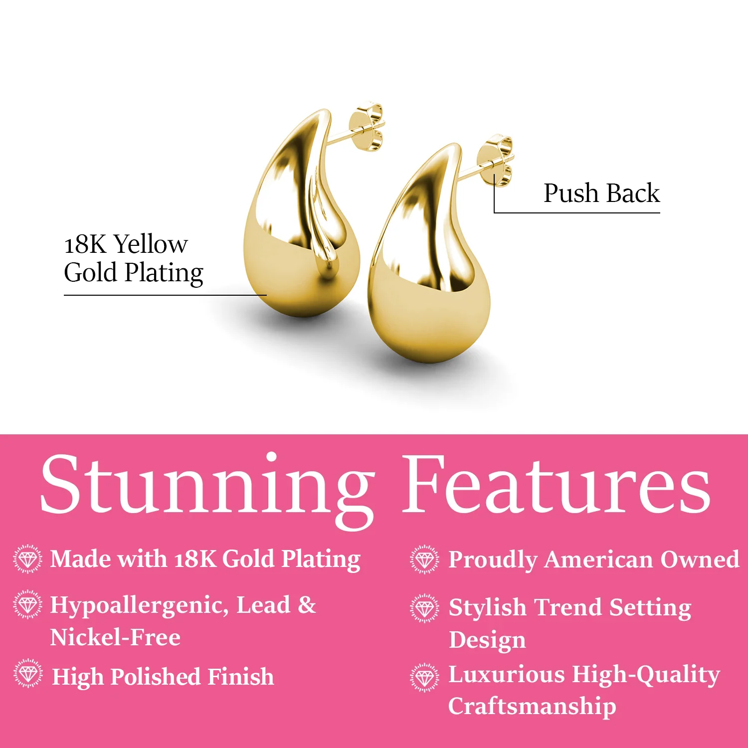 Olive 18k White Gold Plated Teardrop Stud Earrings - Image 13