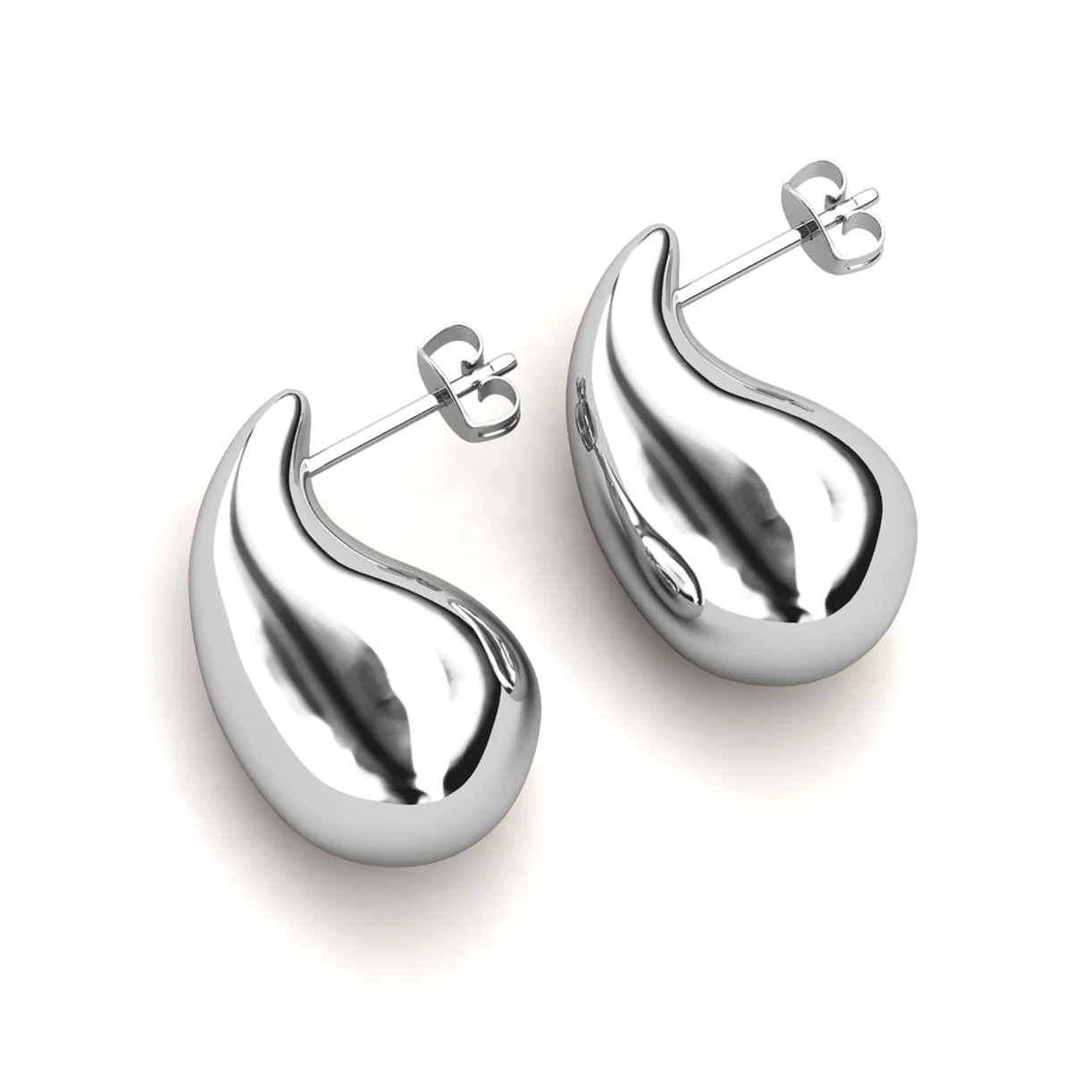 Olive 18k White Gold Plated Teardrop Stud Earrings - Image 8